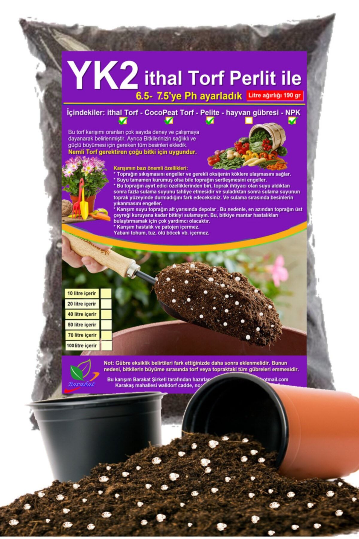 İthal 100 Lt Yk2 Cocopeat Perlit İle  Torf. Çiçek ve Sebze İçin Toprak