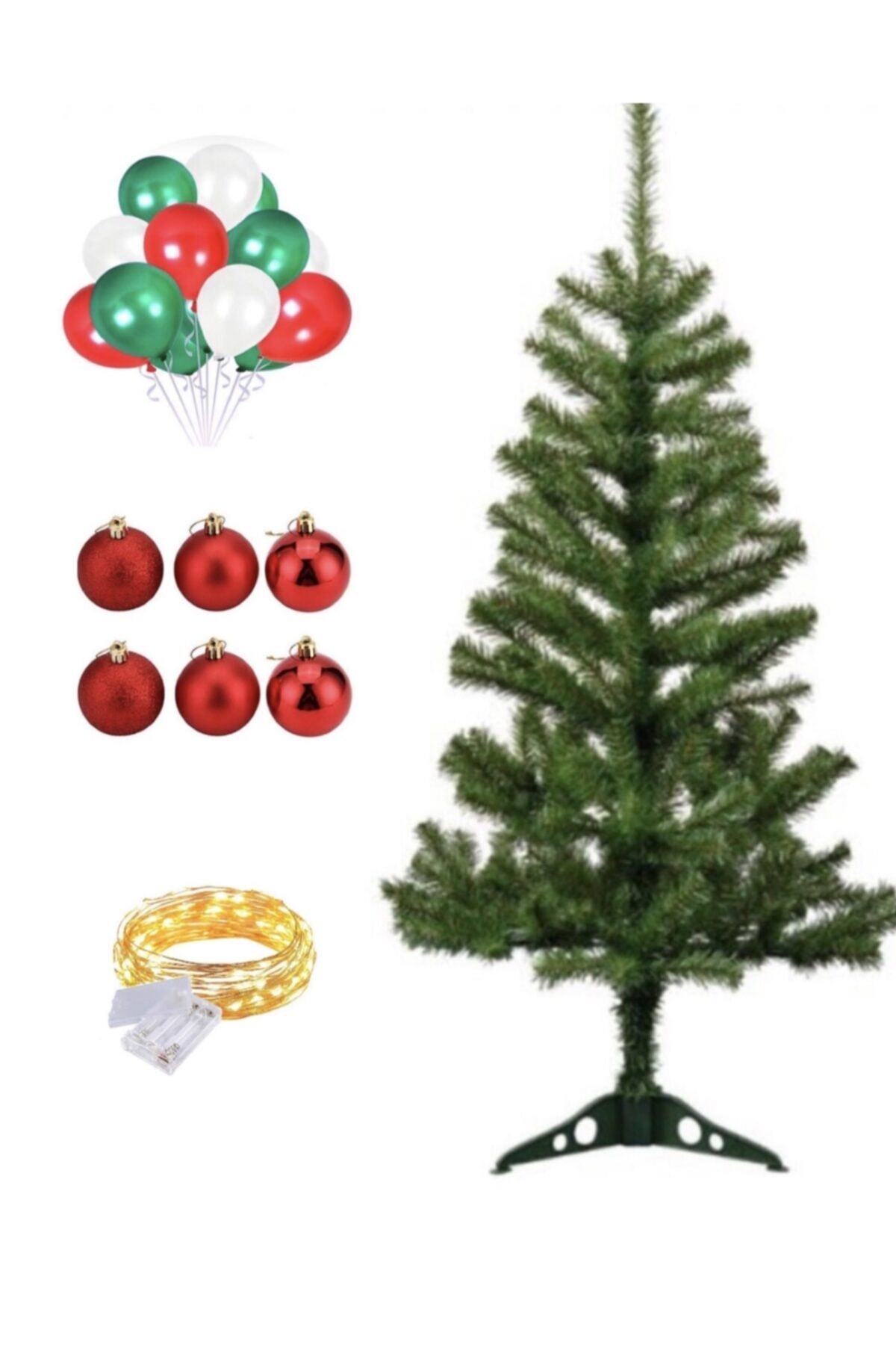 selens party 150 Cm Çam Ağacı Yılbaşı Süs Işıklı Set Noel Set