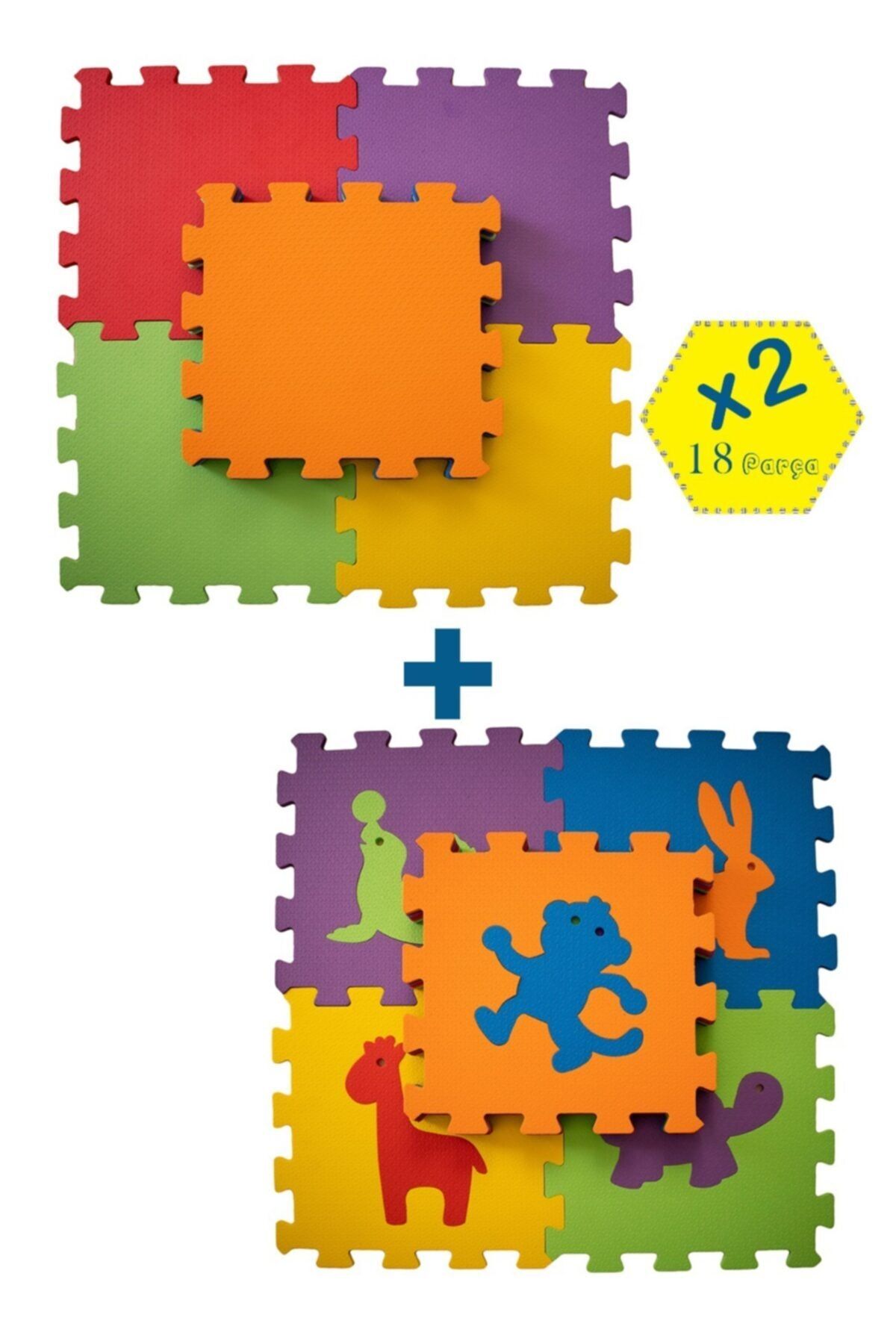 Bermody Hayvanlar Ve Desensiz Eğitici Evamat Puzzle Yer Karosu Ve Oyuncak 18 Parça