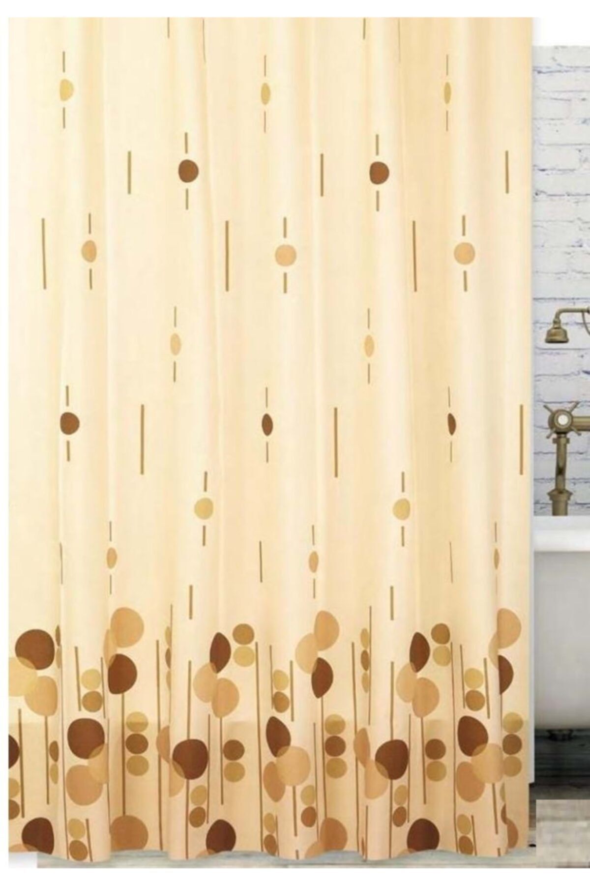 Tropik Çift Kanatlı Su Geçirmez Banyo Duş Perdesi (seçenekli) - Polkadot Bs6022