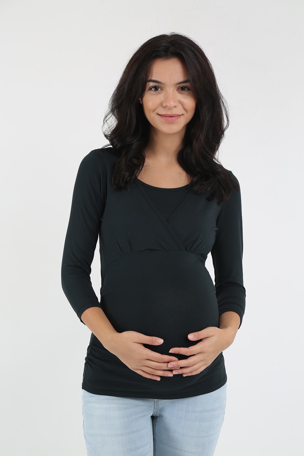 Blooming Marvellous Siyah Emzirme Özellikli 3/4 Kol Hamile Tişörtü