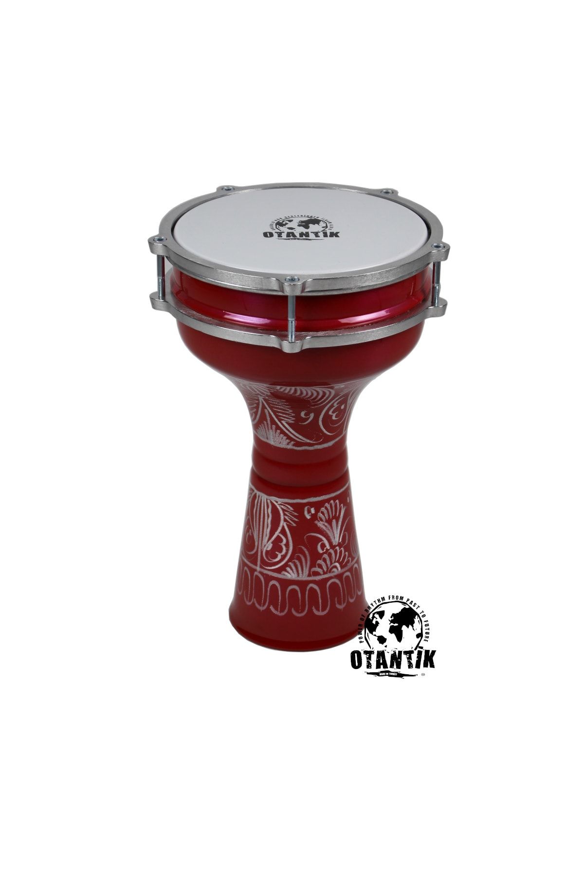 Otantik Müzik Kırmızı Erzincan Işleme Alüminyum 4 Numara Darbuka