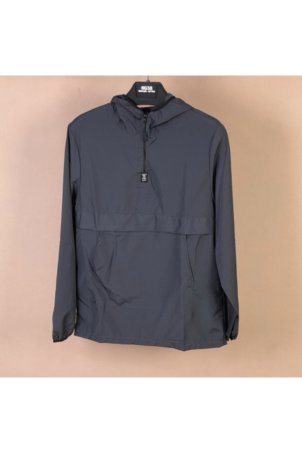 TMB Lacivert Renkli Su Ve Rüzgara Dayanıklı Kanguru Cep Yağmurluk