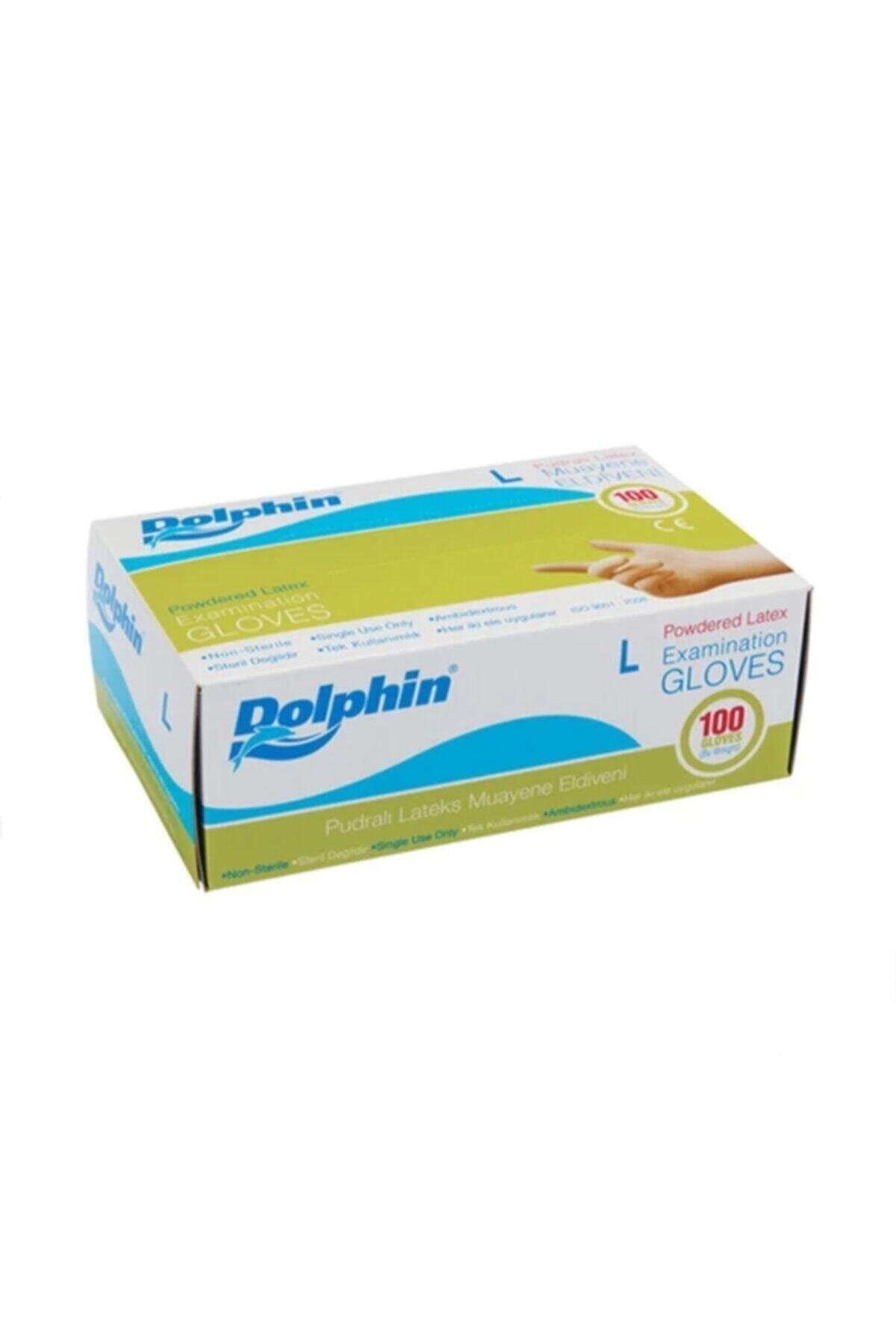Dolphin Beyaz Lateks Eldiven Pudralı (L) 100 Lü Paket
