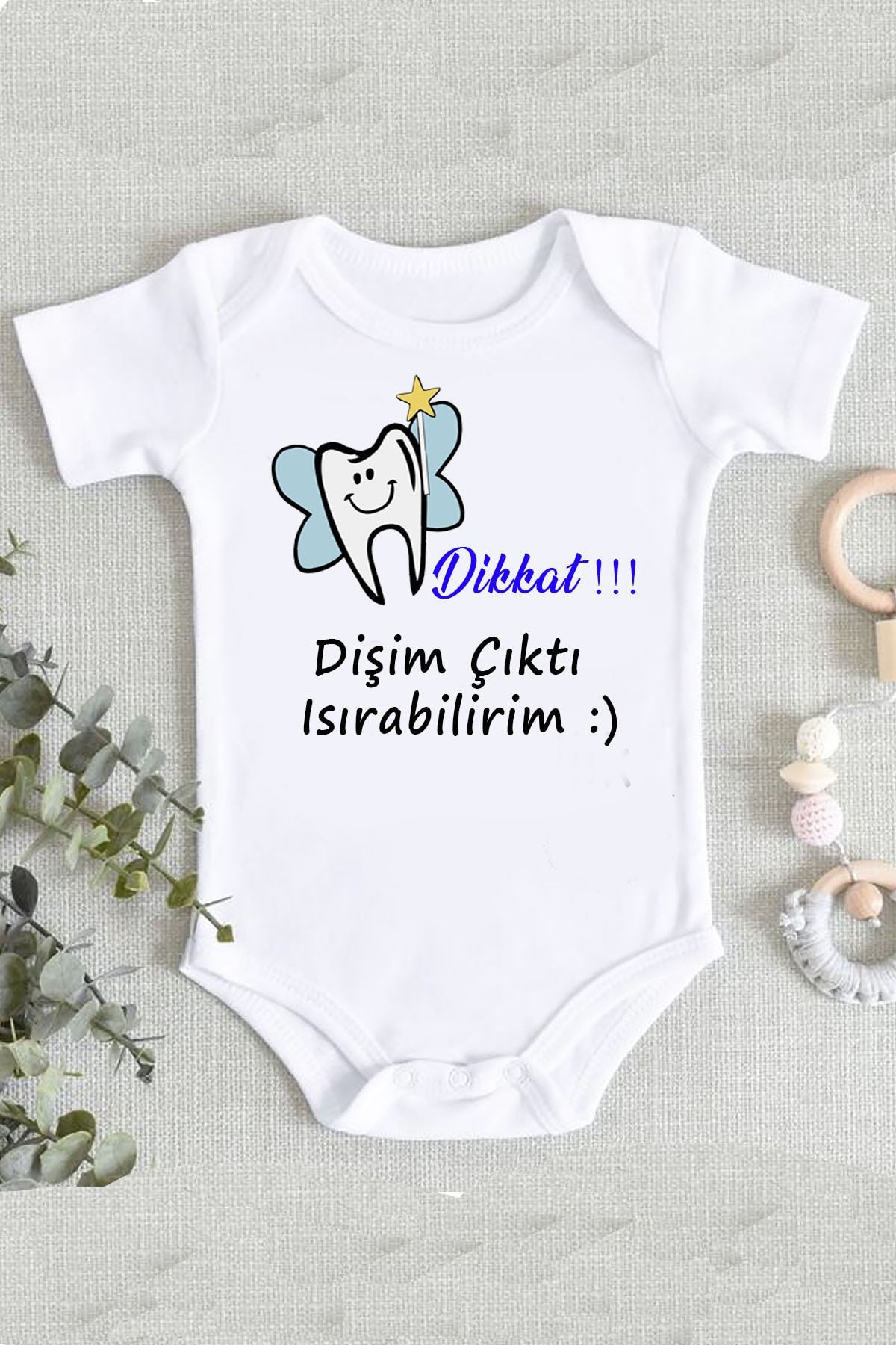hamiletshirtum Diş Buğdayı Dişim Çıktı Bebek Hediye %100 Pamuk Organik Baskılı Zıbın Body