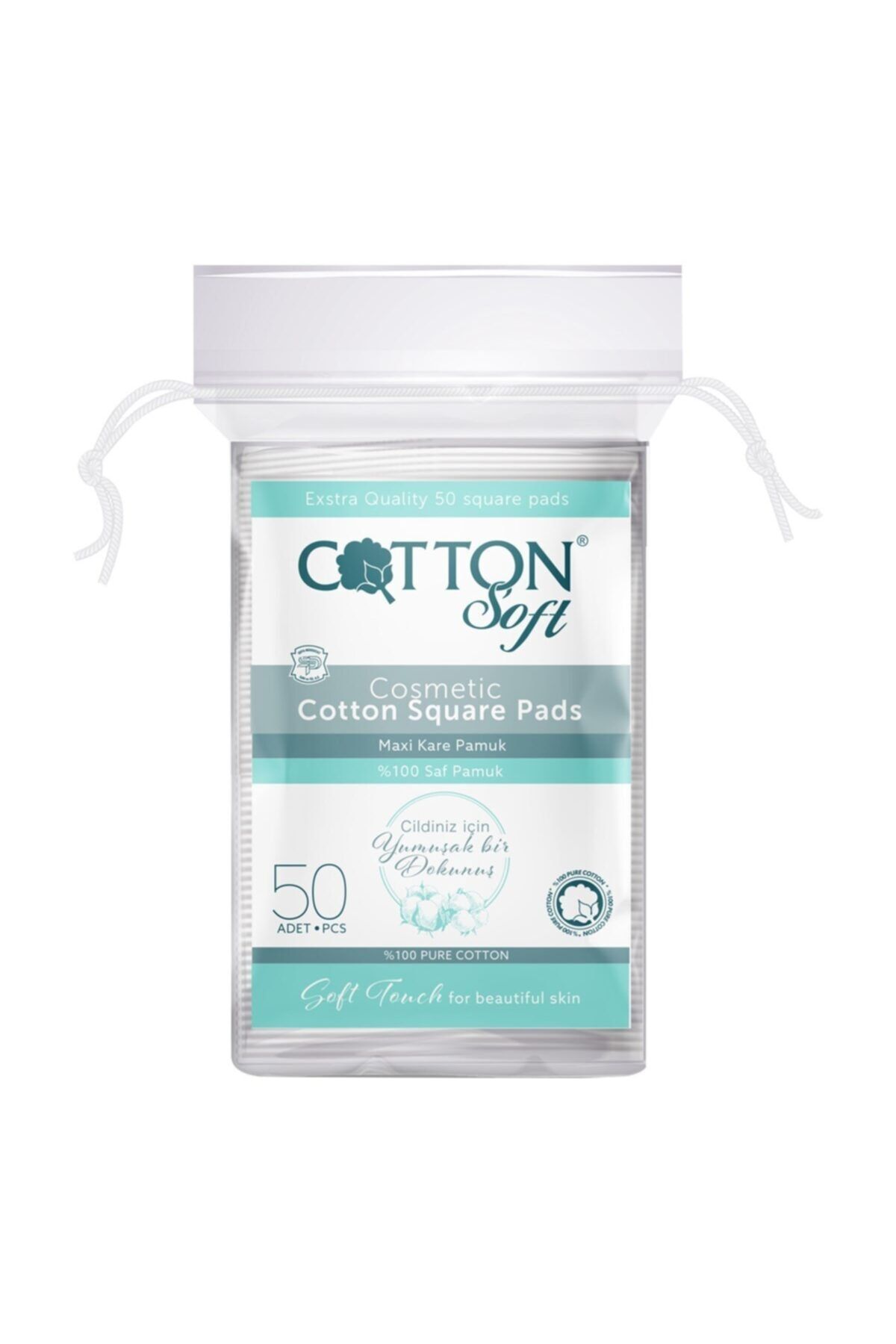 Cotton Soft Büyük Kare Ped Pamuk 50 Adet