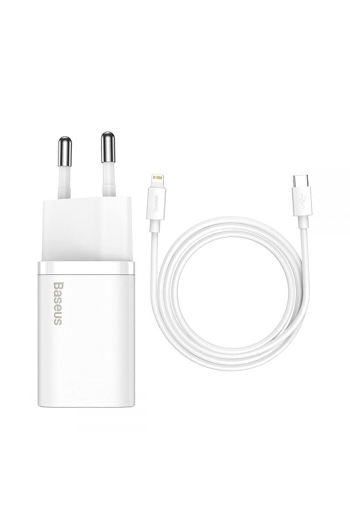 Baseus Super Si 1c 20w Hızlı Şarj Adaptörü + Type-c To Lightning Iphone 1m Şarj Kablosu Beyaz