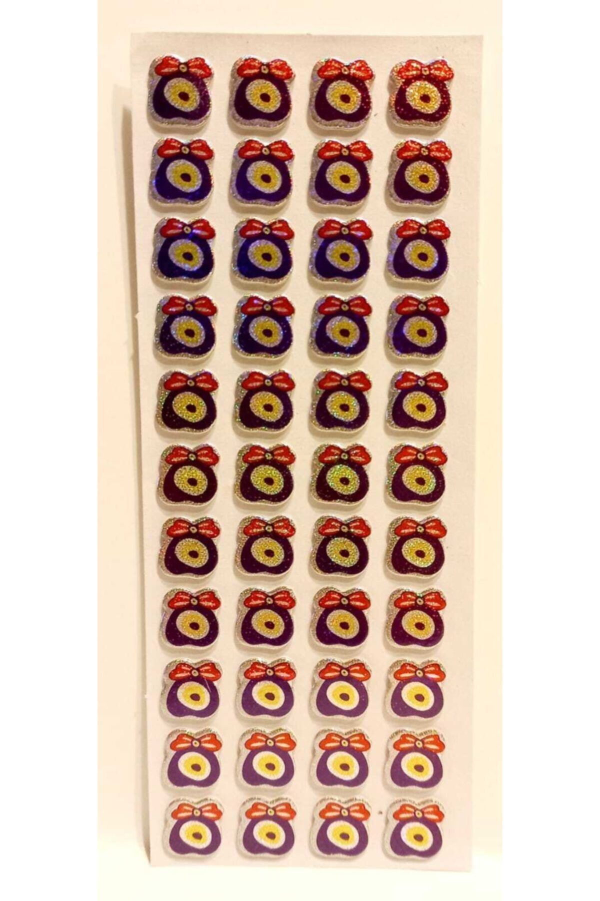 Sukulent Kabartmalı Simli Sticker Nazar Boncuklu 10 Mm 44 Adet