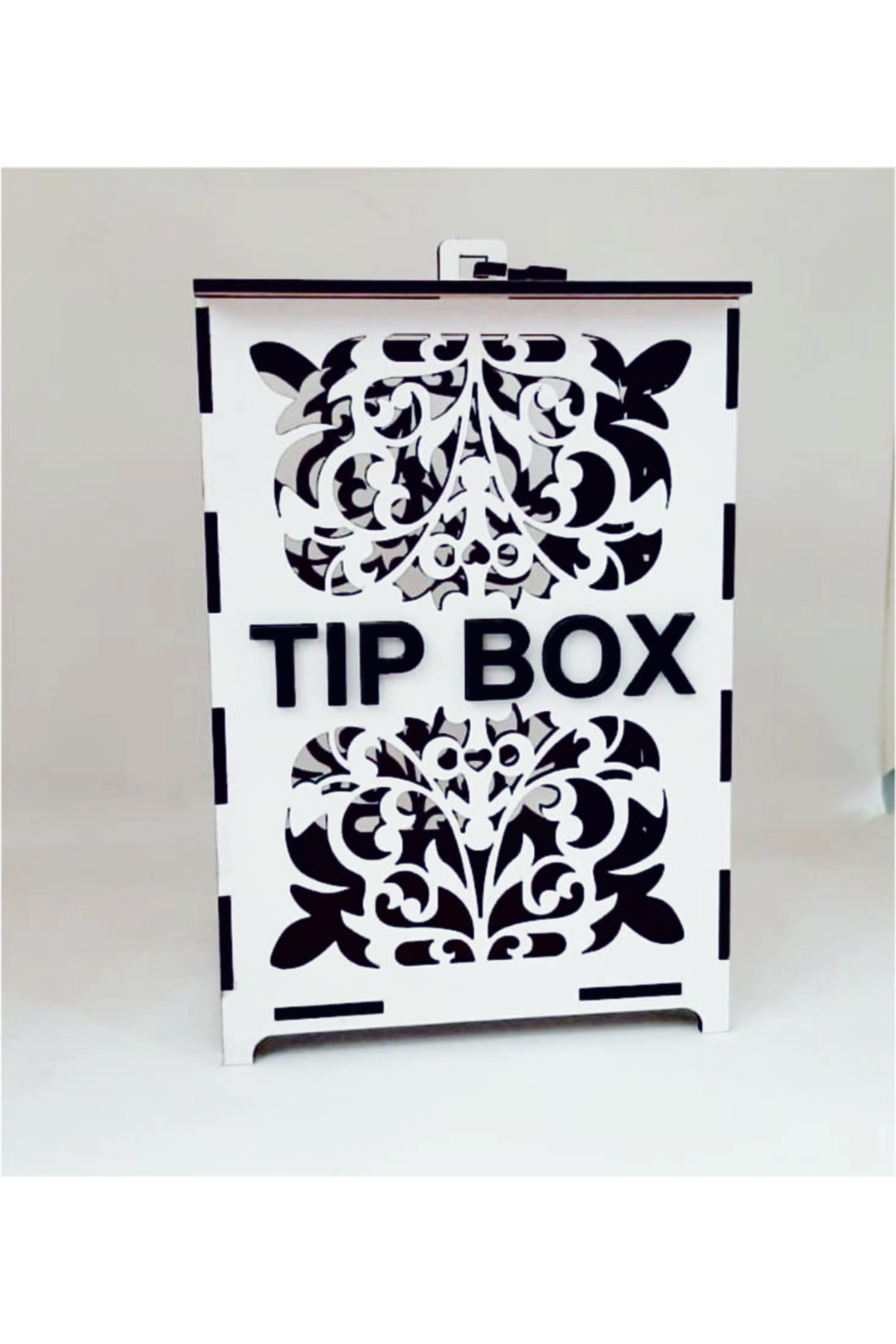 ayt reklam atölyesi Beyaz Desenli Tip Box Bahşiş Kutusu