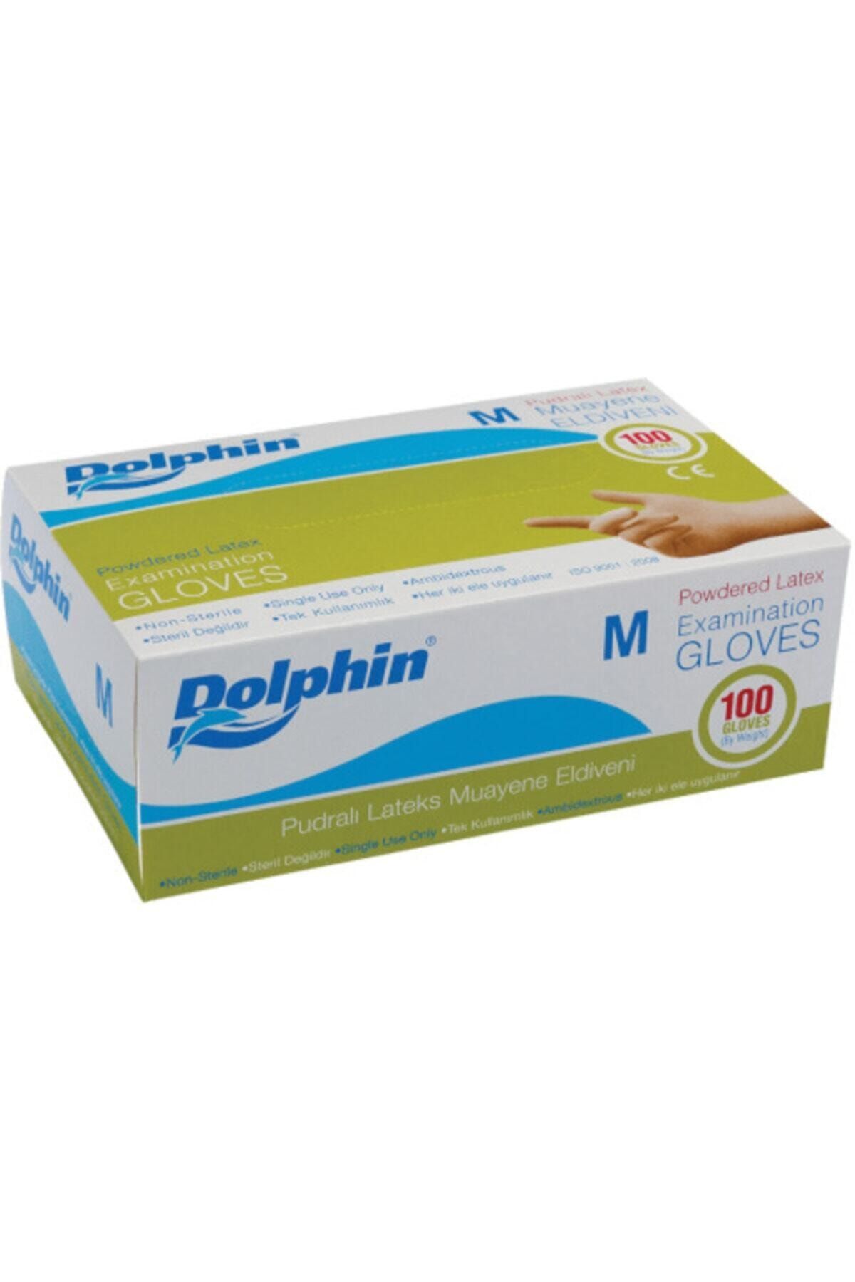 Dolphin Dolphın Beyaz Lateks Eldiven Pudralı (M) 100 Lü Paket