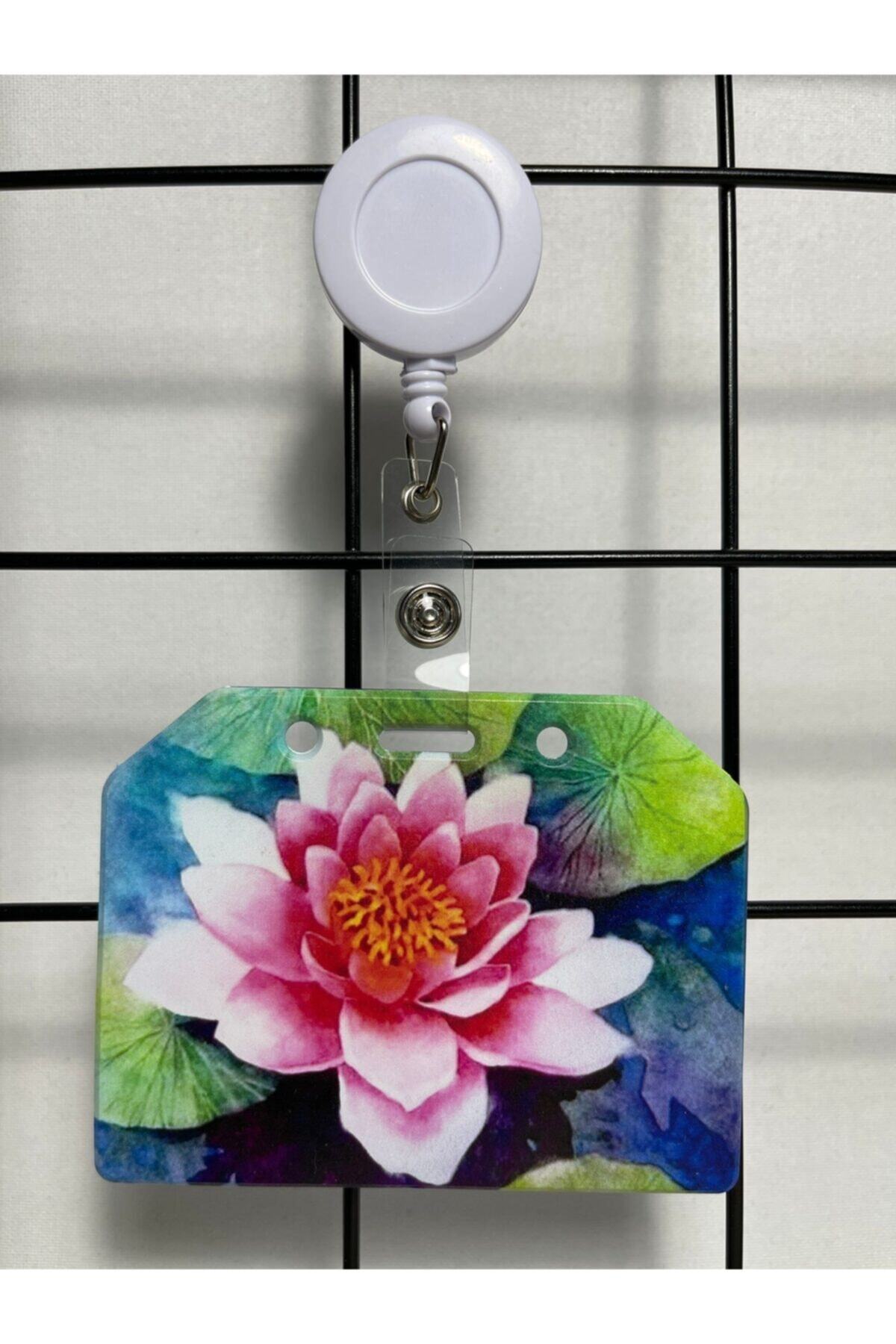 Hediyebum Lotus Çiçeği Yan Yaka Kart Kılıfı