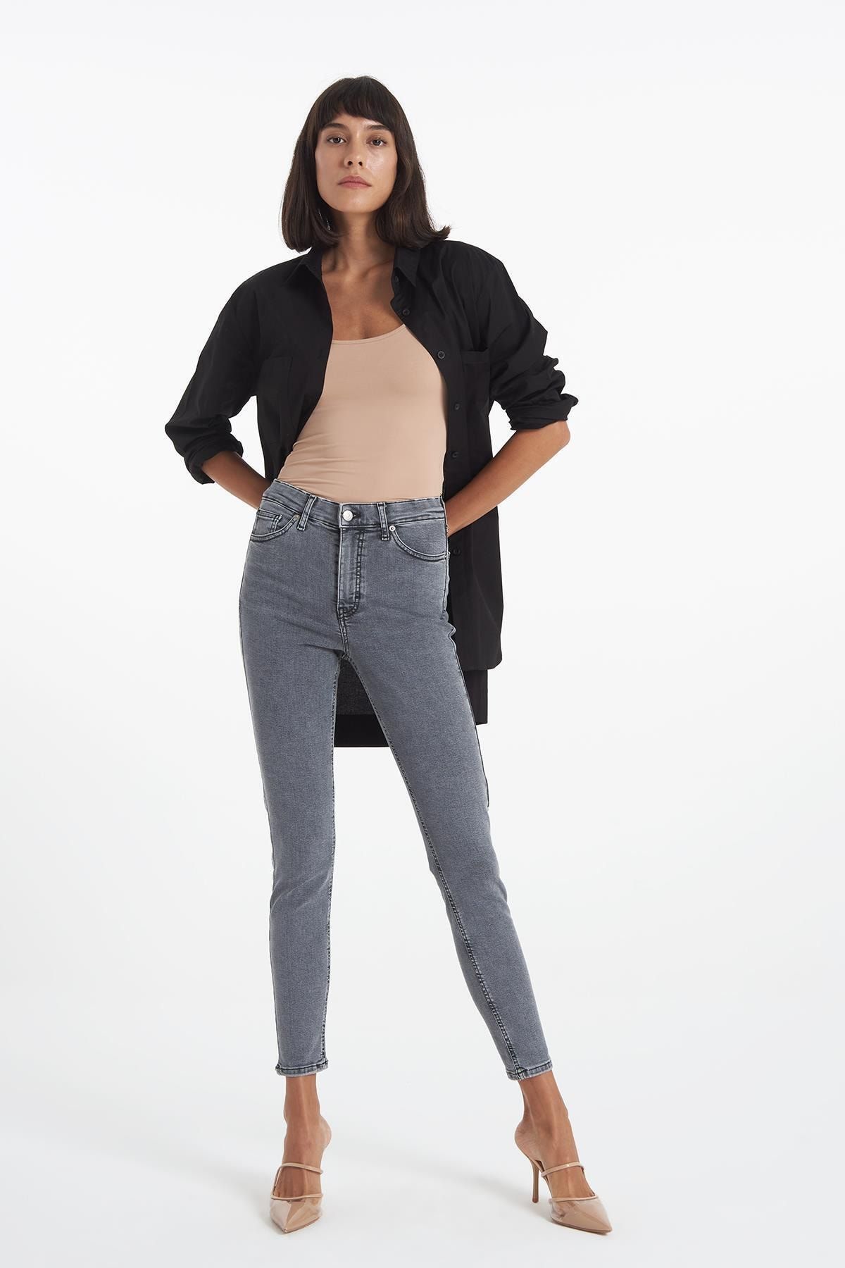 CROSS JEANS Judy Gri Yüksek Bel Skinny Fit Jean Pantolon C 4521-092