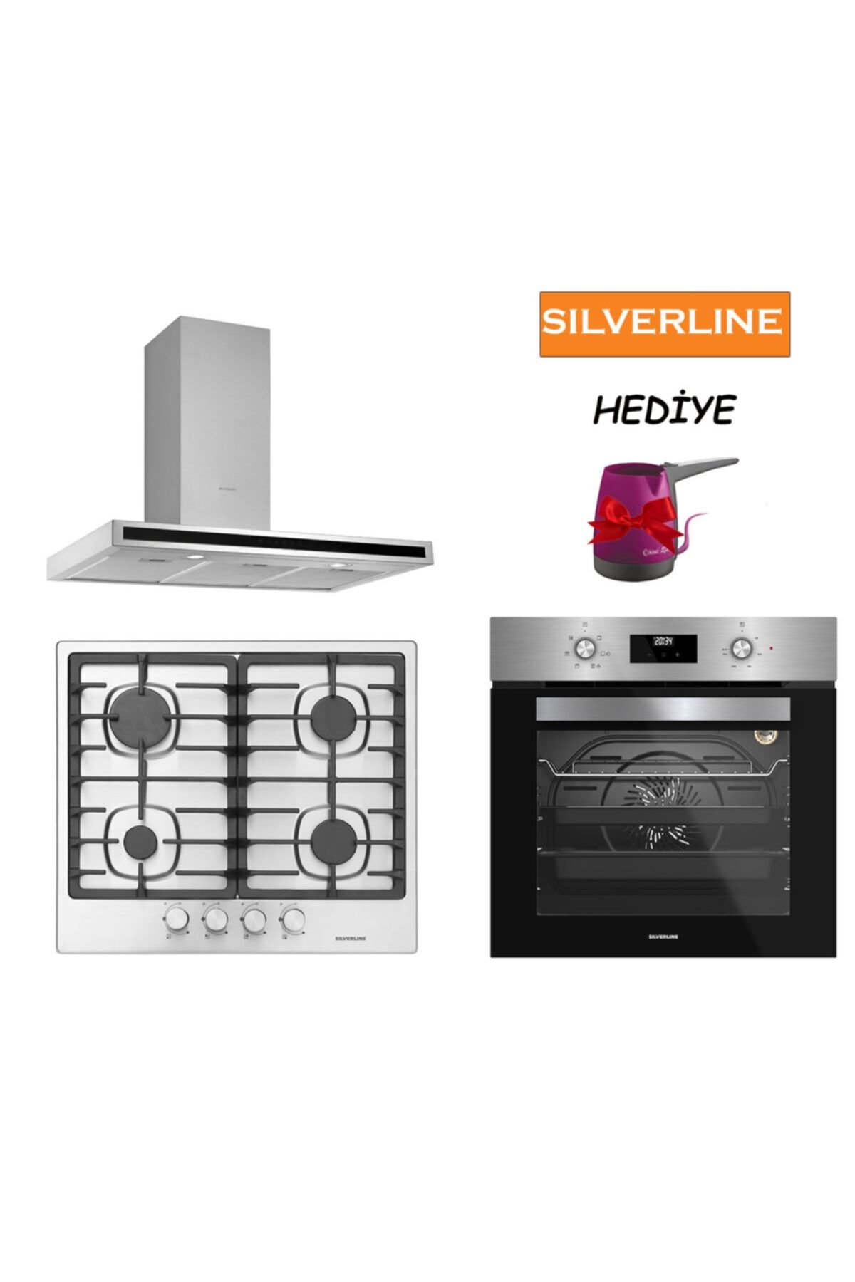 Silverline Inox Ankastre Set Quadro 60cm - As5380x01 - Bo6502x02
