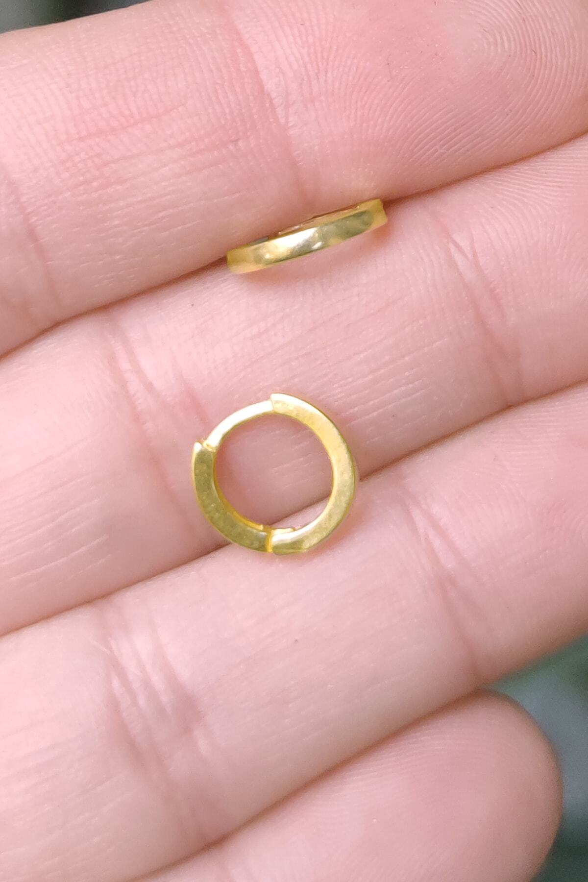 No:3Company Halka Kıkırdak Helix Tragus Piercing Düz Desensiz 925 Ayar Gümüş Gold Renk N1st22duz (1 Adet)