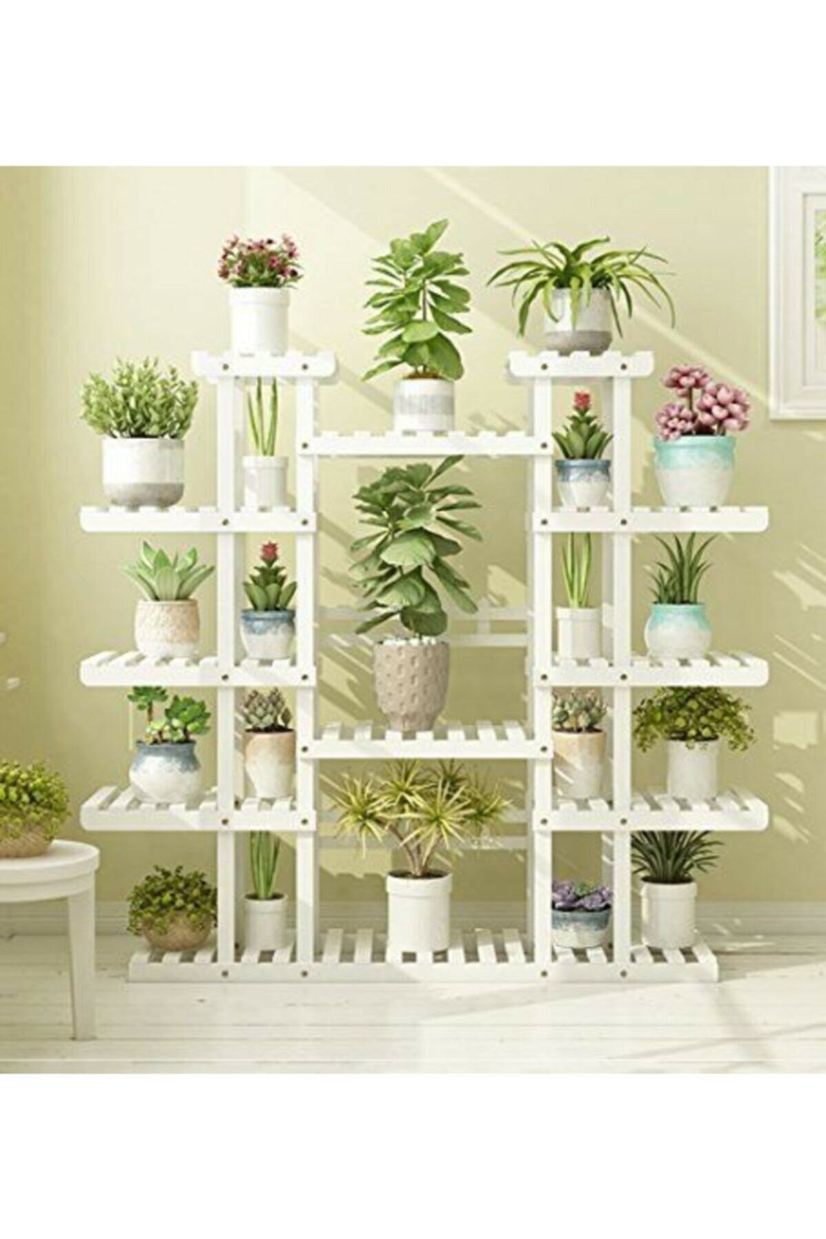 DLN Wooden Design Ahşap Kitaplık Standı Ahşap Saksılık Standı Ahşap Çiçeklik Standı No54