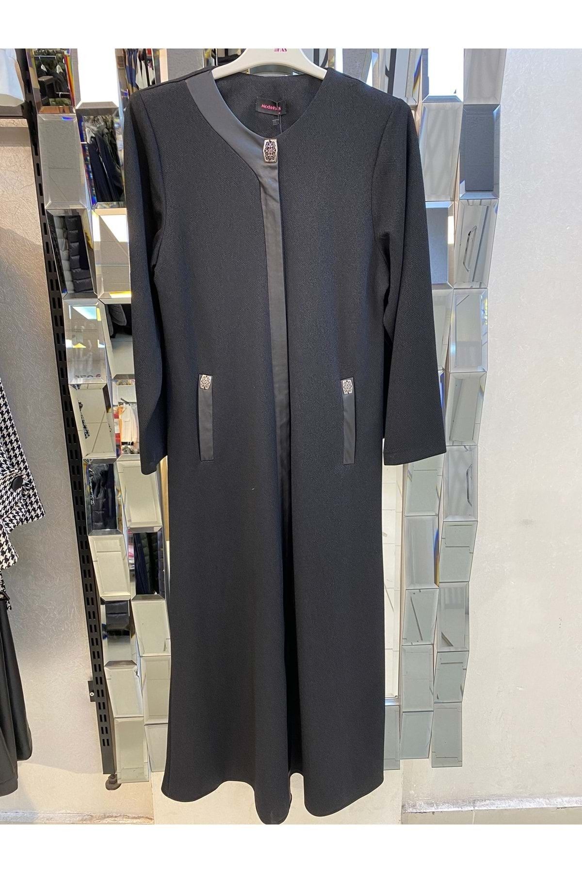 azra fashion Kadın Serpil Dış Giyim Manto Siyah 42