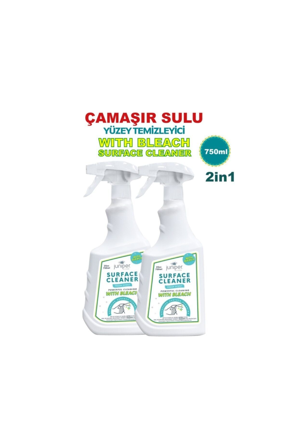 Juniper Clean Çamaşır Sulu Tergger Sprey Yüzey Temizleyici 2 Adet Zorlu Kirlere Karşı Kolay Çözüm 750 Ml