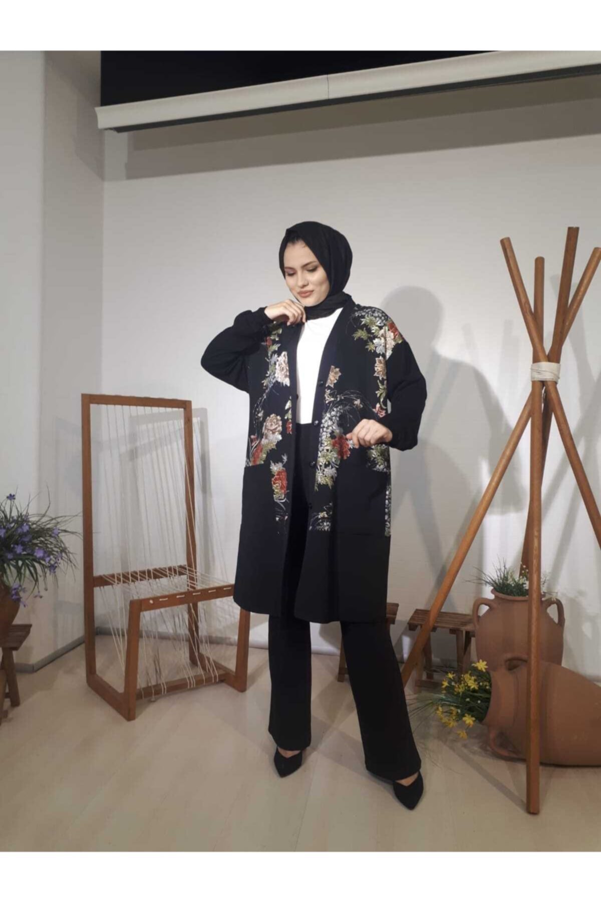 miaruj Kadın Çiçek Desenli Çift Taraflı Kimono