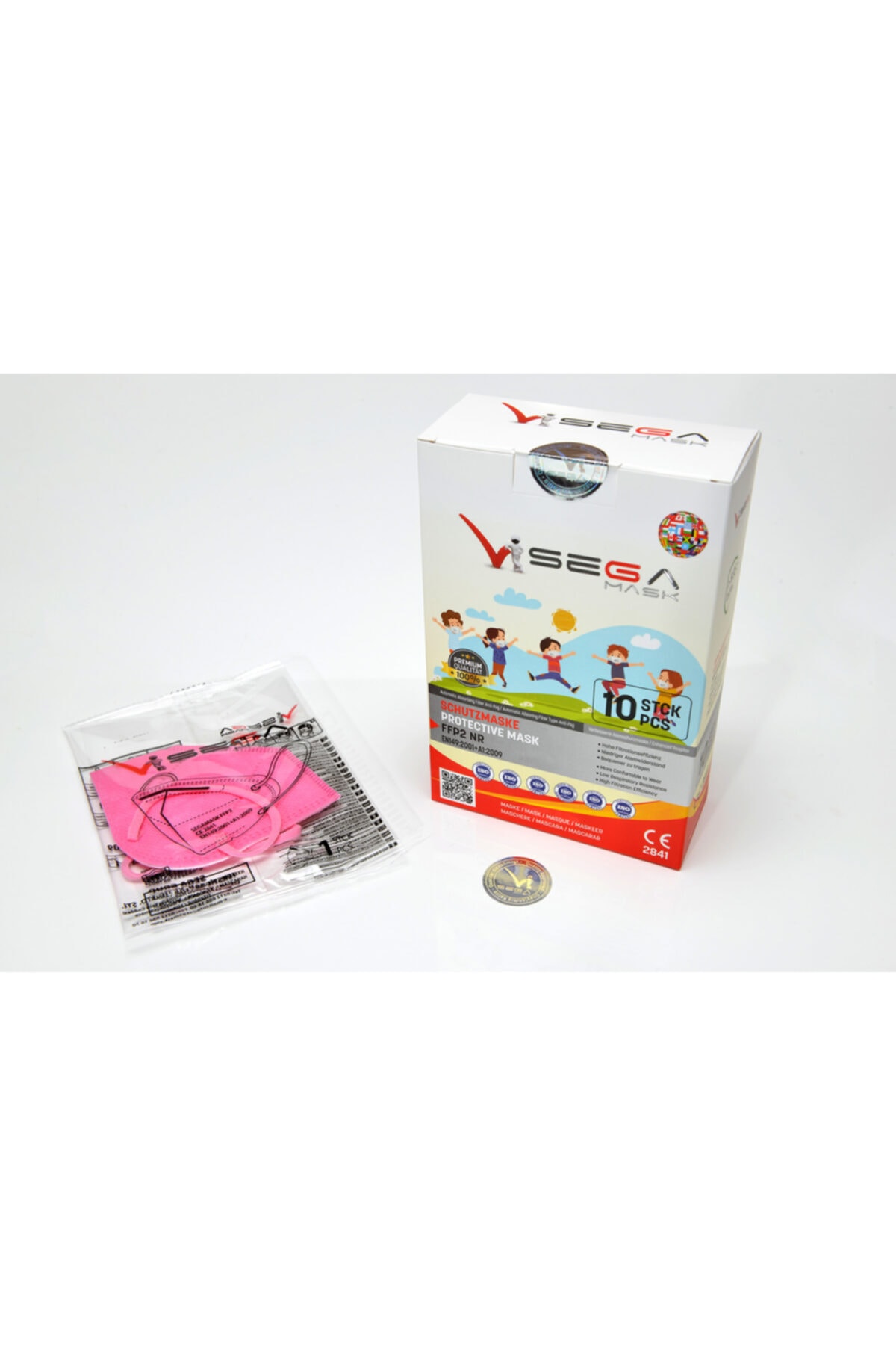 Sega Mask N95 Ce Ve Iso Sertifikalı Çocuk Pembe Renk Maske - 1 Kutu ( 10 Adet )