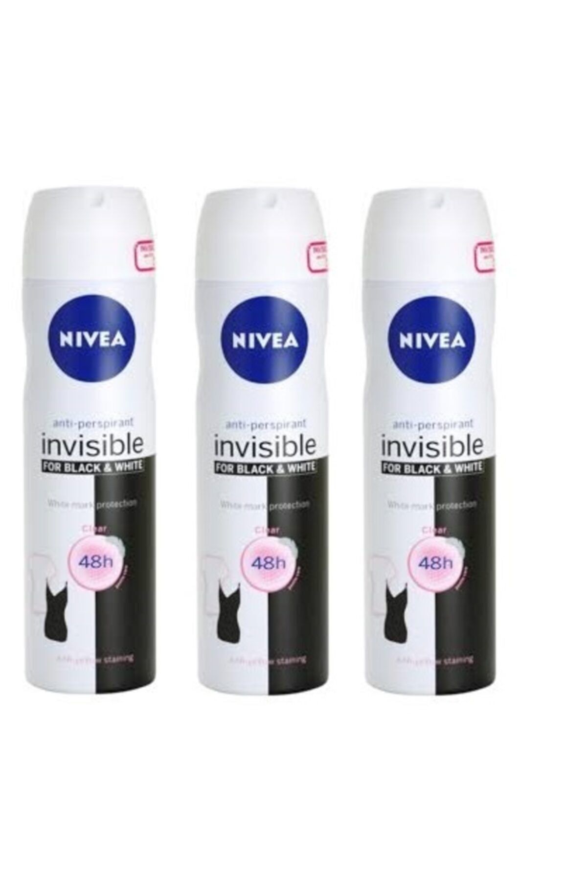 Nivea Invisible Clear Black & White Deo X 3 Adet