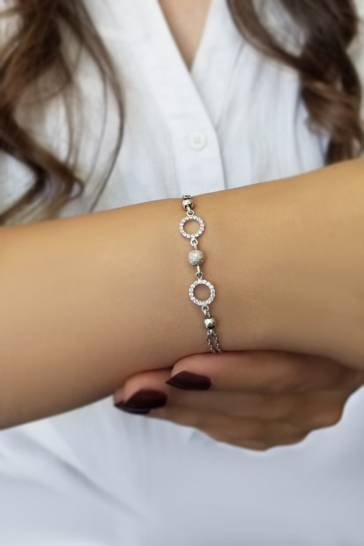 Parmas Design Kadın Halka  Top Tasarım 925 Ayar Gümüş Bileklik