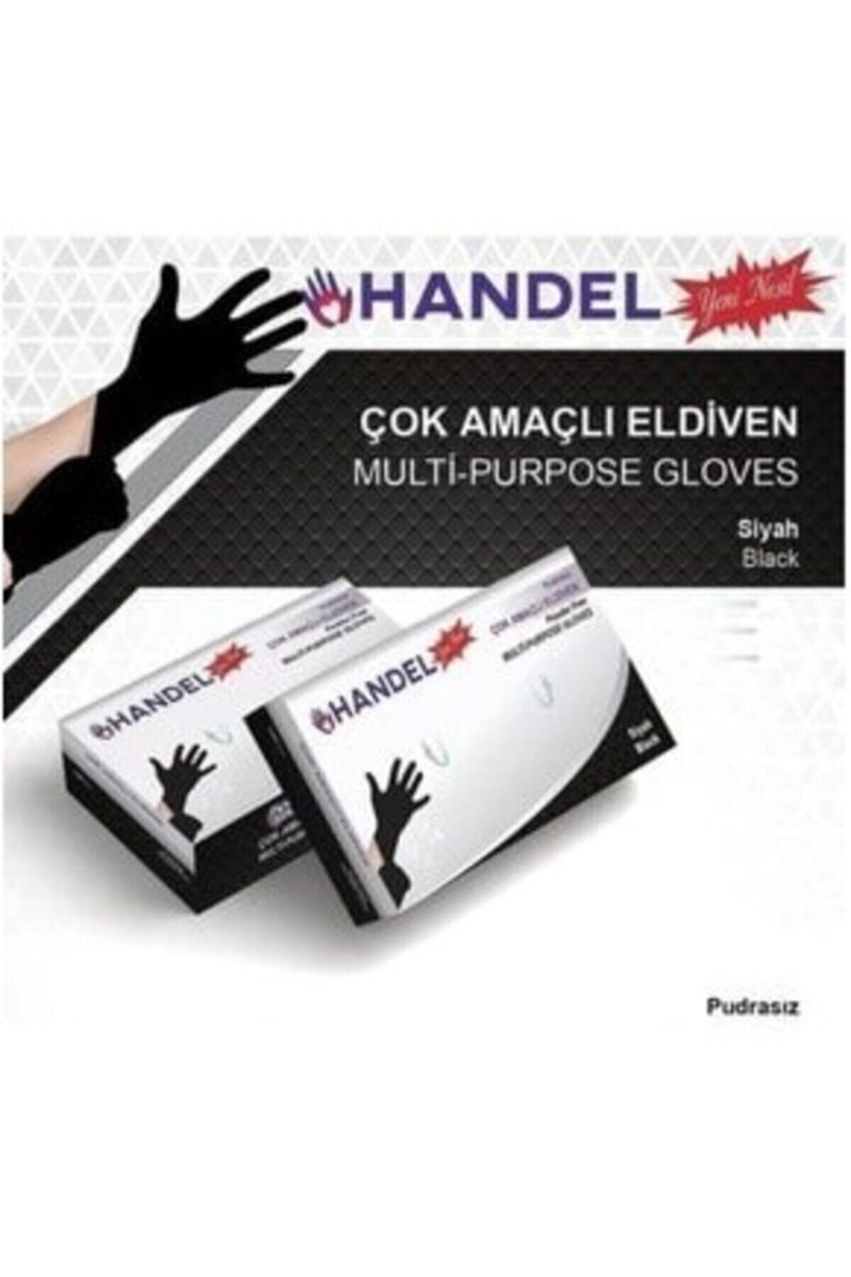 HANDEL 2 Kutu Pudrasız Çok Amaçlı Eldiven Latex Içermez Siyah - S Beden