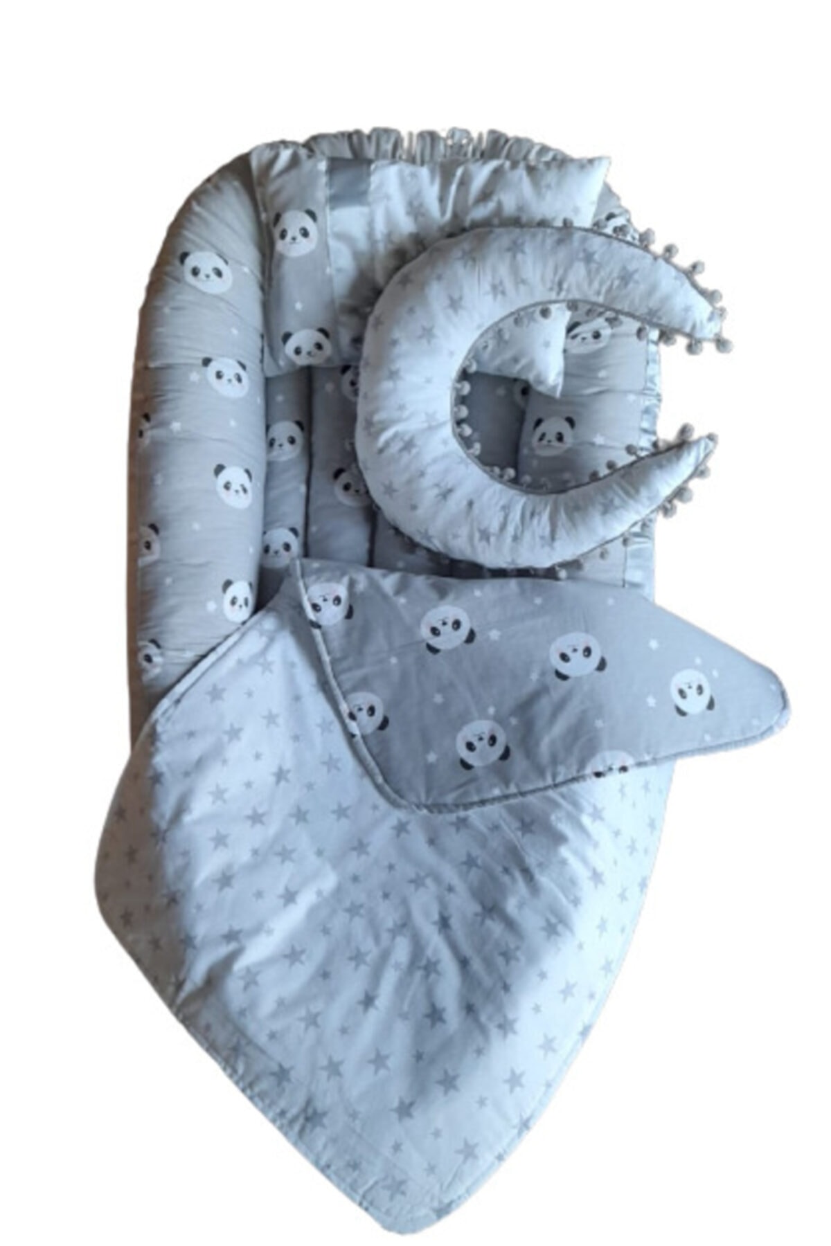 ARTHA DESİGN Panda Çift Taraflı Anne Yanı Bebek Yatak Seti