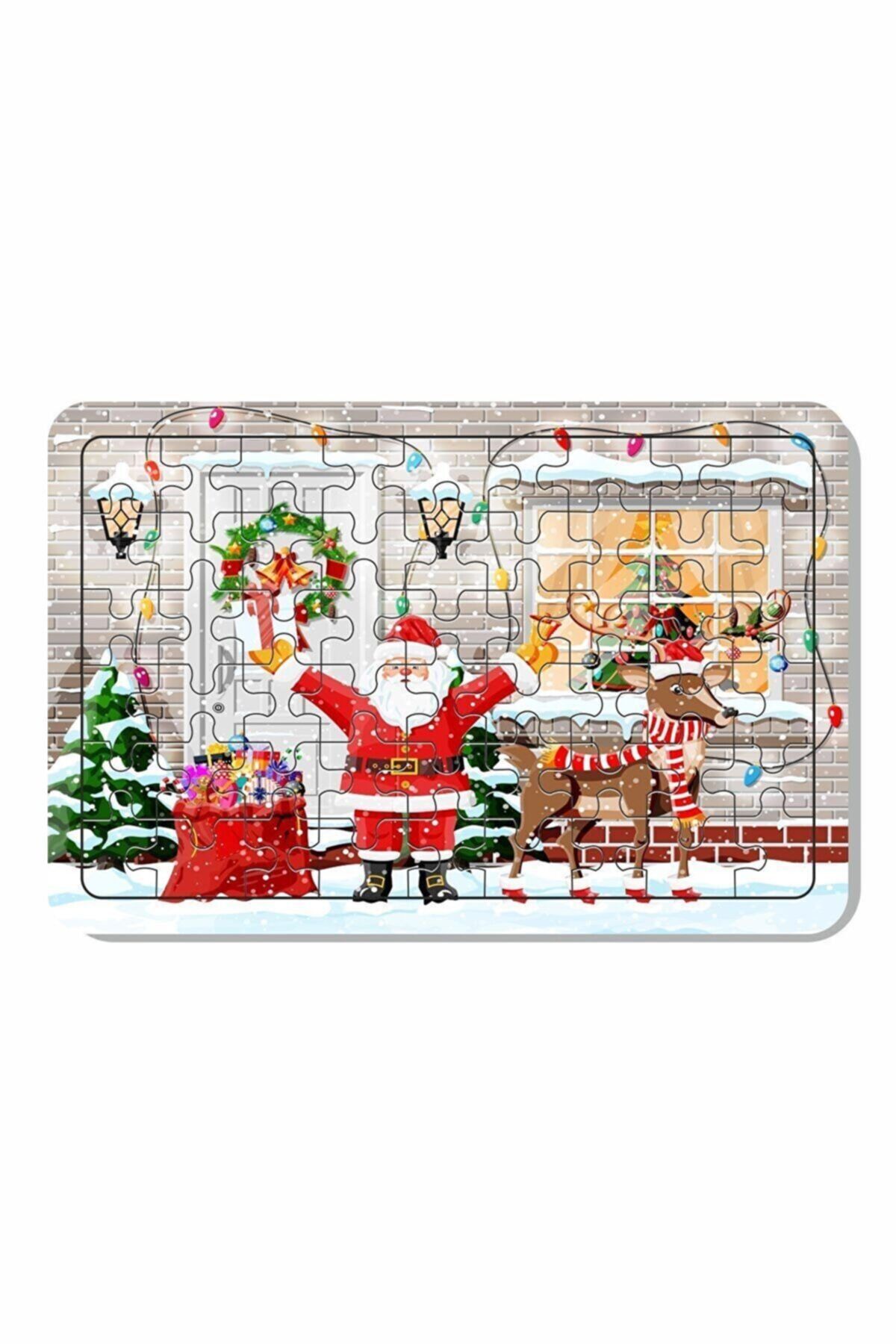 LİPYOS Yeni Yıl Noel Baba Ve Geyik 54 Parça Çocuklar Için Ahşap Puzzle