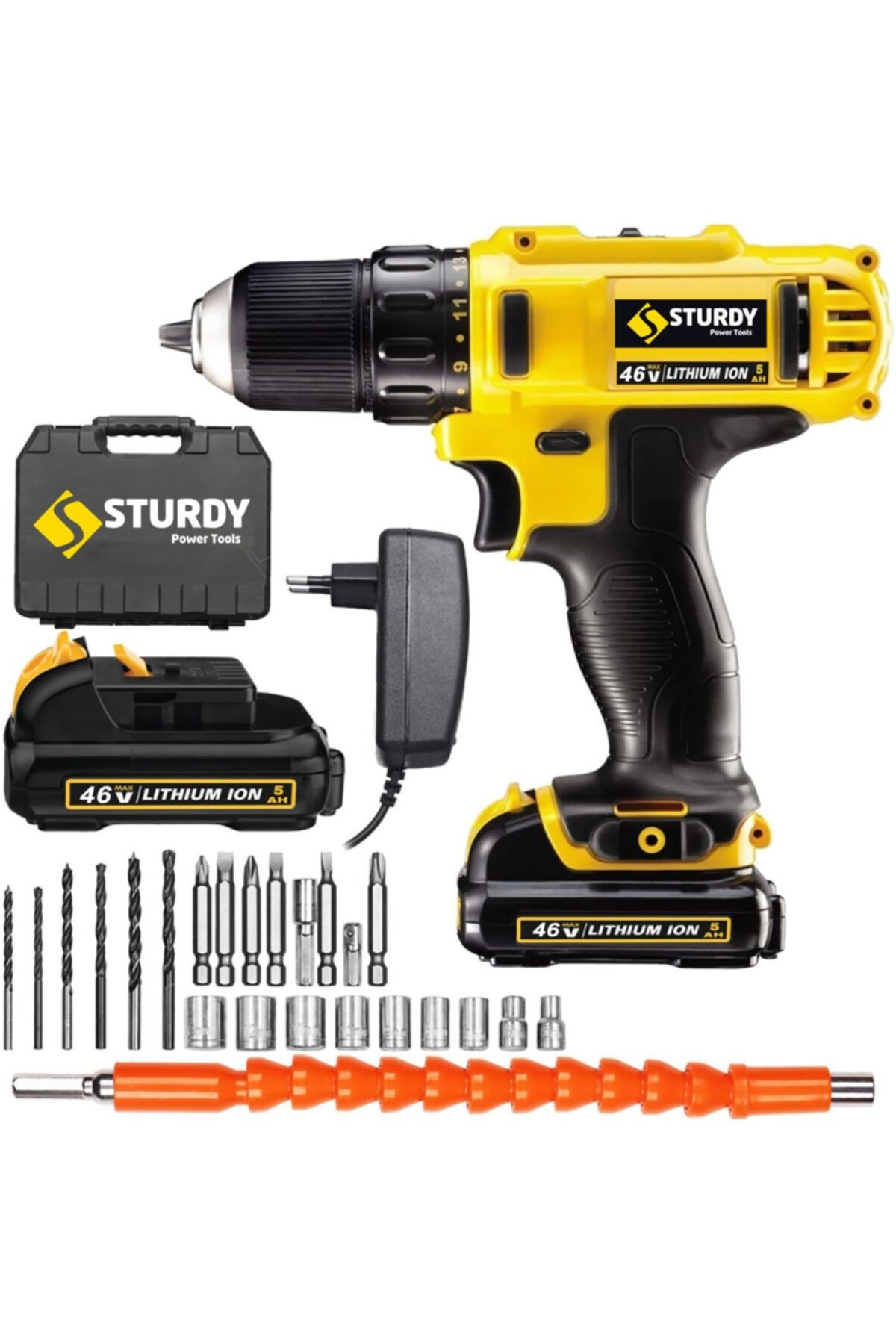 Sturdy Japon Technology 46v5ah Gical Seri Metal Şanzuman Şarjlı Çift Akülü Vidalama 27prç Uç Setli