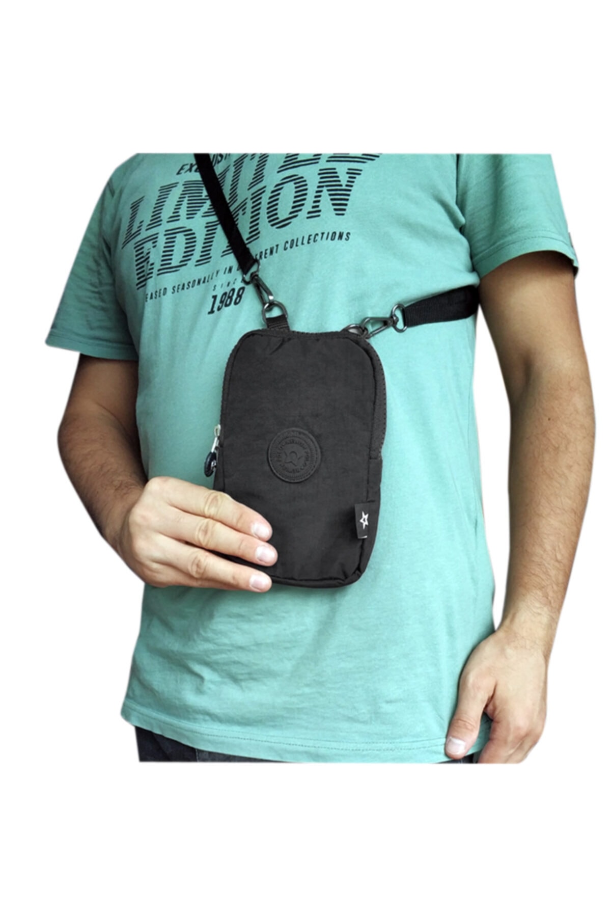 Newish Polo Çapraz Çanta Cep Telefon Ebatında Krinkıl Kumaş