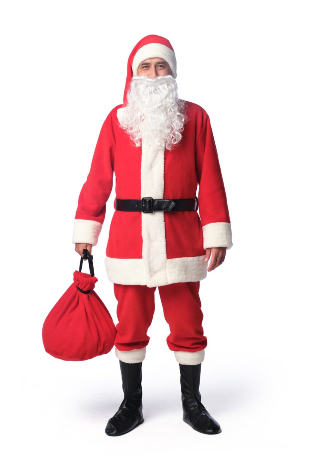 Tülü Akkoç Lüks Noel Baba Yılbası Yetişkin Kostüm 7 Parça Tak21yk001
