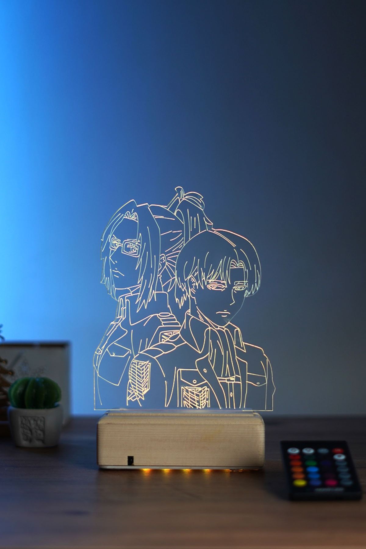 Modiwa Design Levi Ackerman - Hange Zoe Aot 16 Renk Anime Gece Lambası