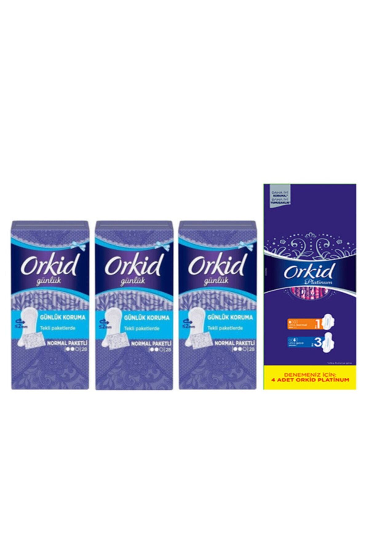 Orkid Günlük Ped Normal 28'li X 3 Kutu (tek Tek Paketli) + Platinium Ped 4'lü