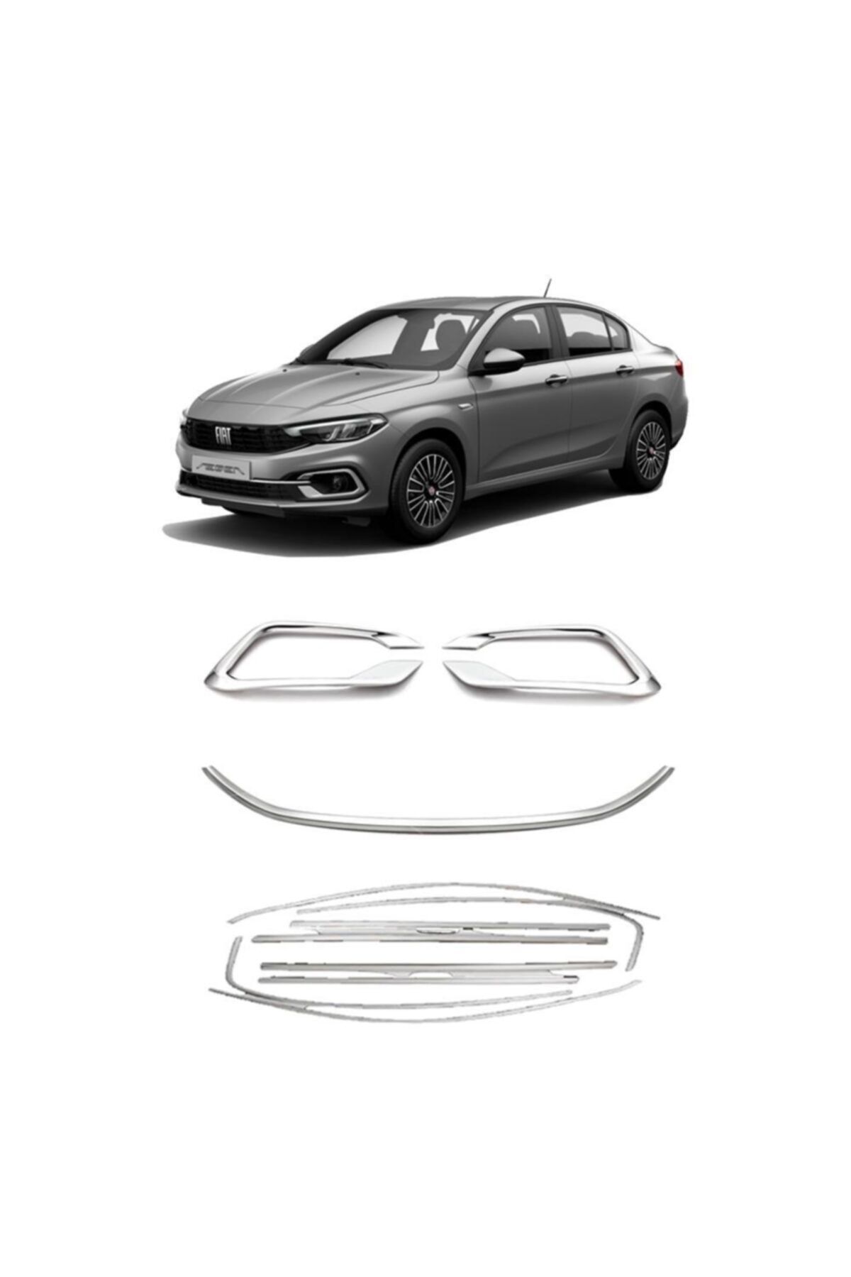 Araba Alışveriş Fiat Aksesuar Egea 2021 Full Krom Çıta Seti