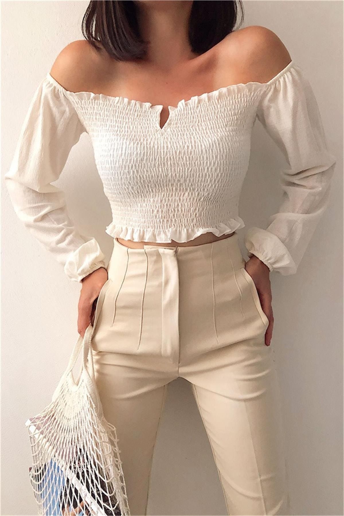 DELİ DOLU MODA Yüksek Bel Ince Pensli Kumaş Pantolon