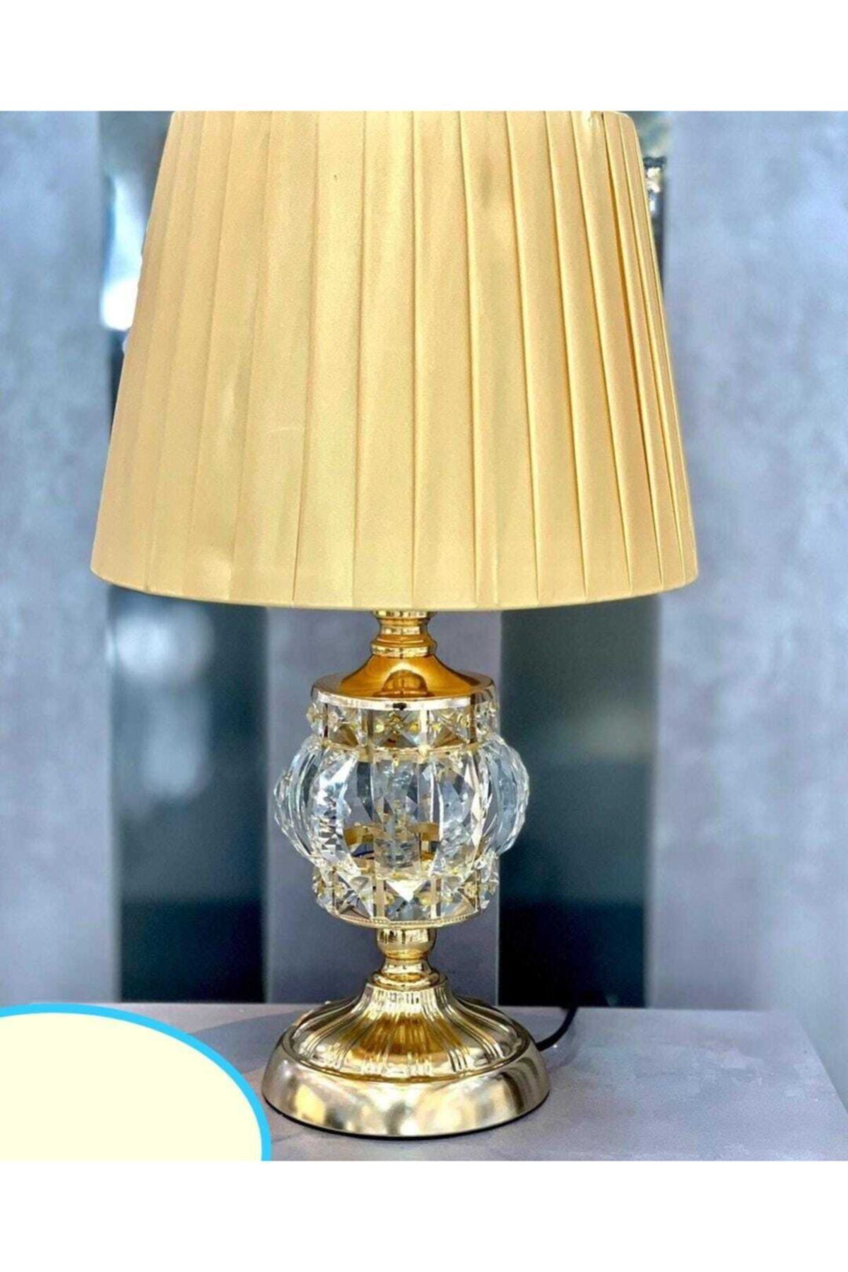 EVRA 2'li Abajur Kristal Taşlı Led'li Gold Renk ( 50 Cm )