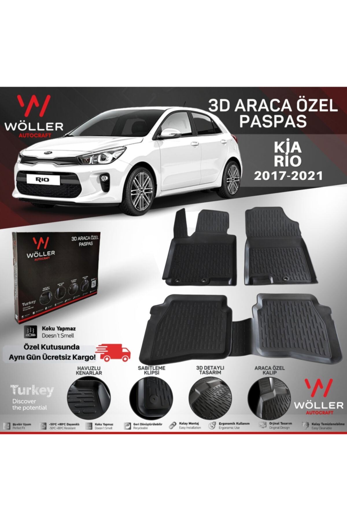 wöller Kia Rio Paspas 2017 Sonrası 3d Havuzlu Paspas