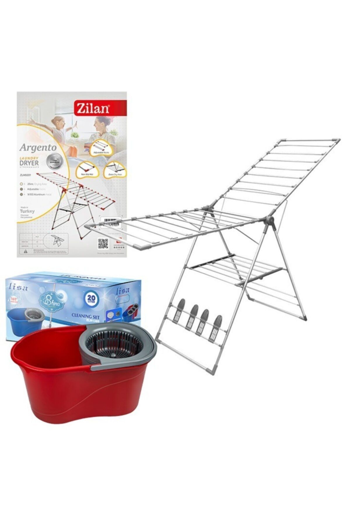 Zilan Home Kalın Borulu Kurutmalık Ve Mop Paspas Temizlik Seti