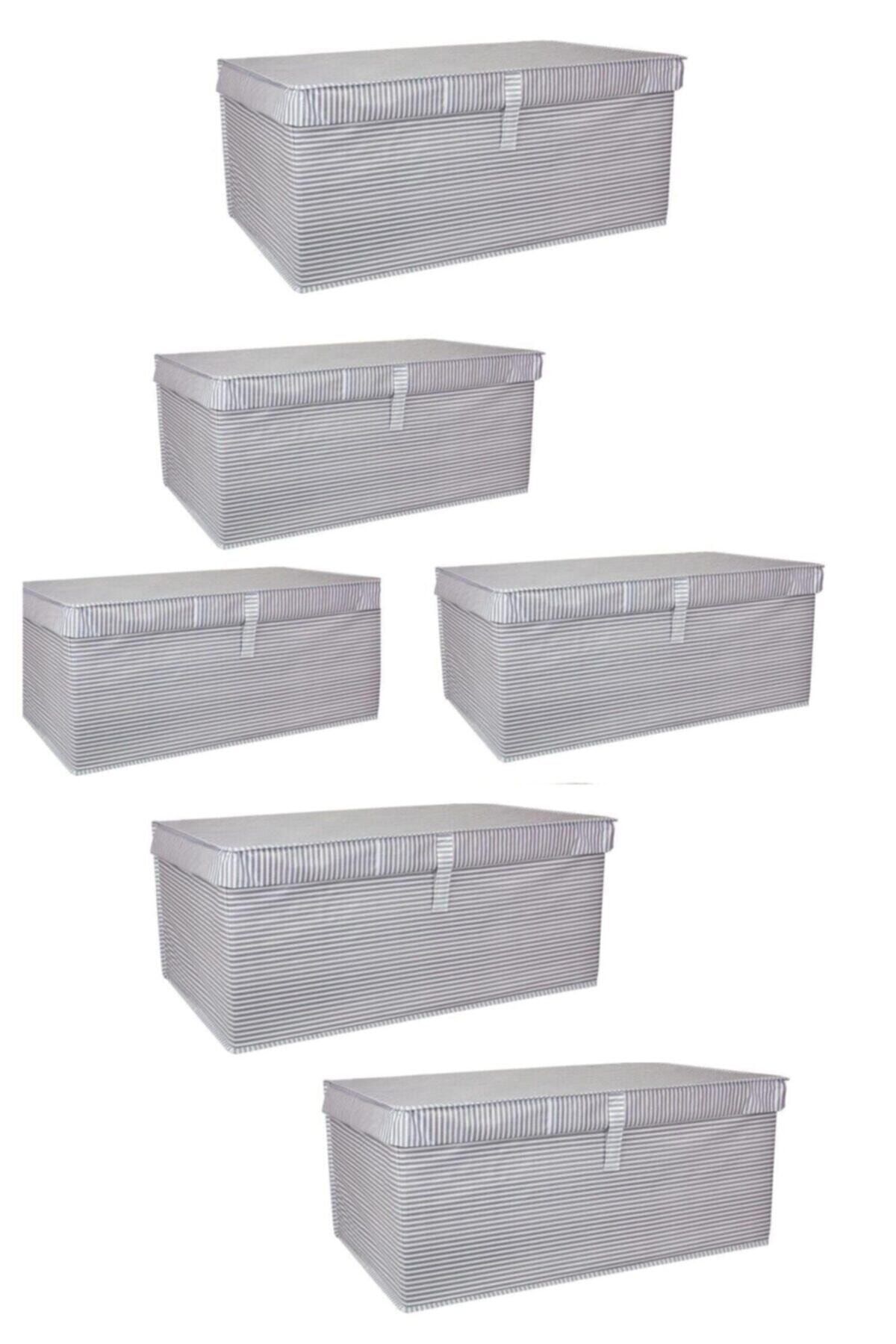 Modaxstore Çok Amaçlı Su Geçirmez Kumaş Kapaklı Düzenleyici Hurç & Kutu 6'lı Set(70x40x30cm)