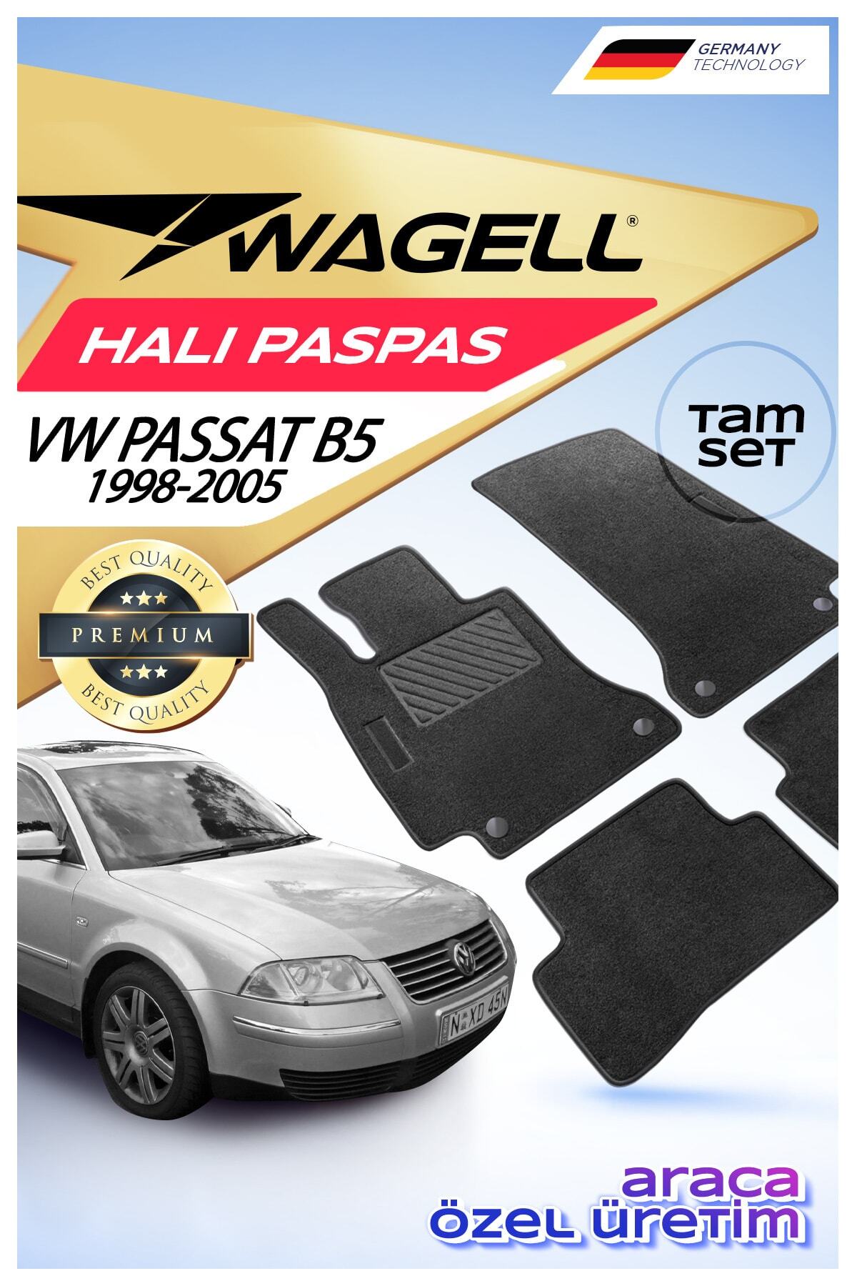 wagell Volkswagen Passat B5 1998-2005 Premium Oto Halı Paspas Seti - Siyah