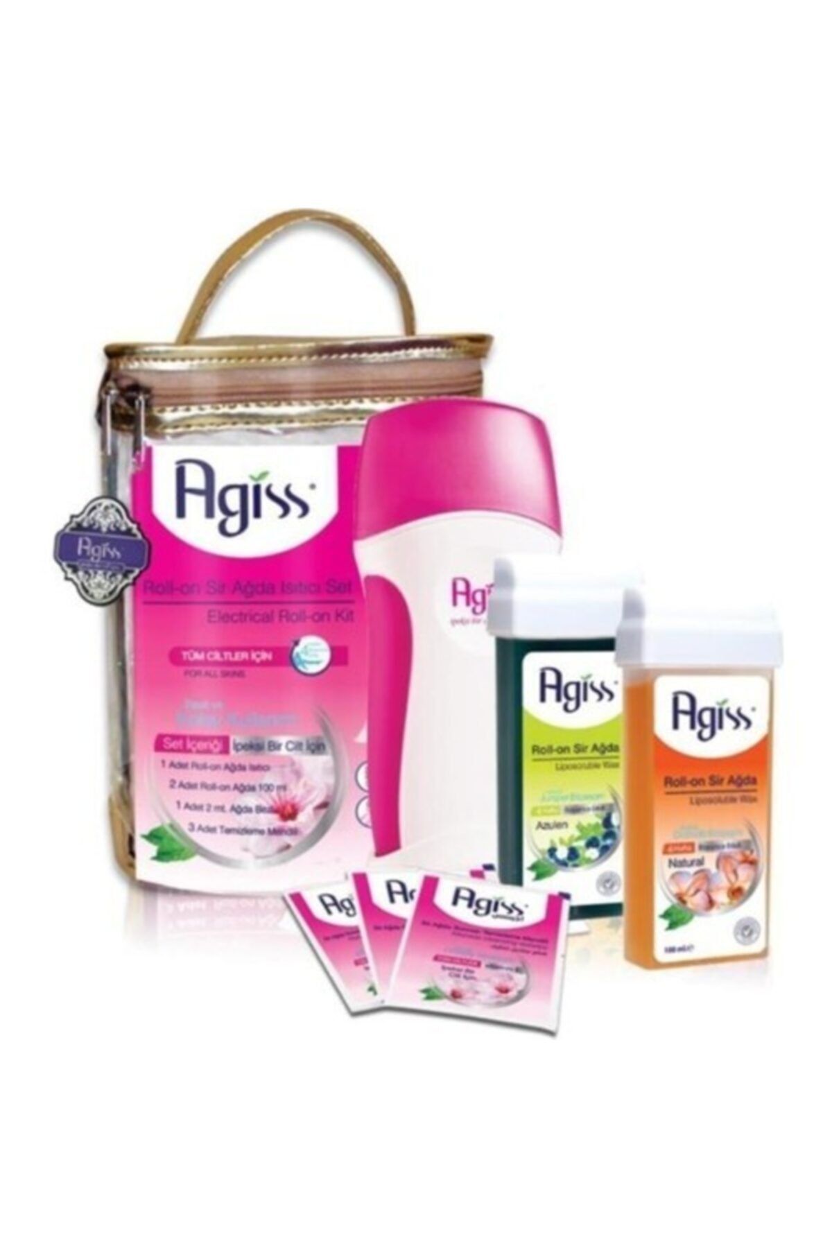 AGISS Easyso Çantalı Set Sir Ağda Isıtıcılı Roll-on Set