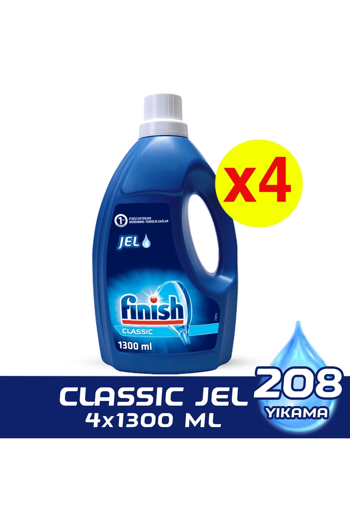 Finish Klasik Jel 4x1300 ml Bulaşık Makinesi Deterjanı