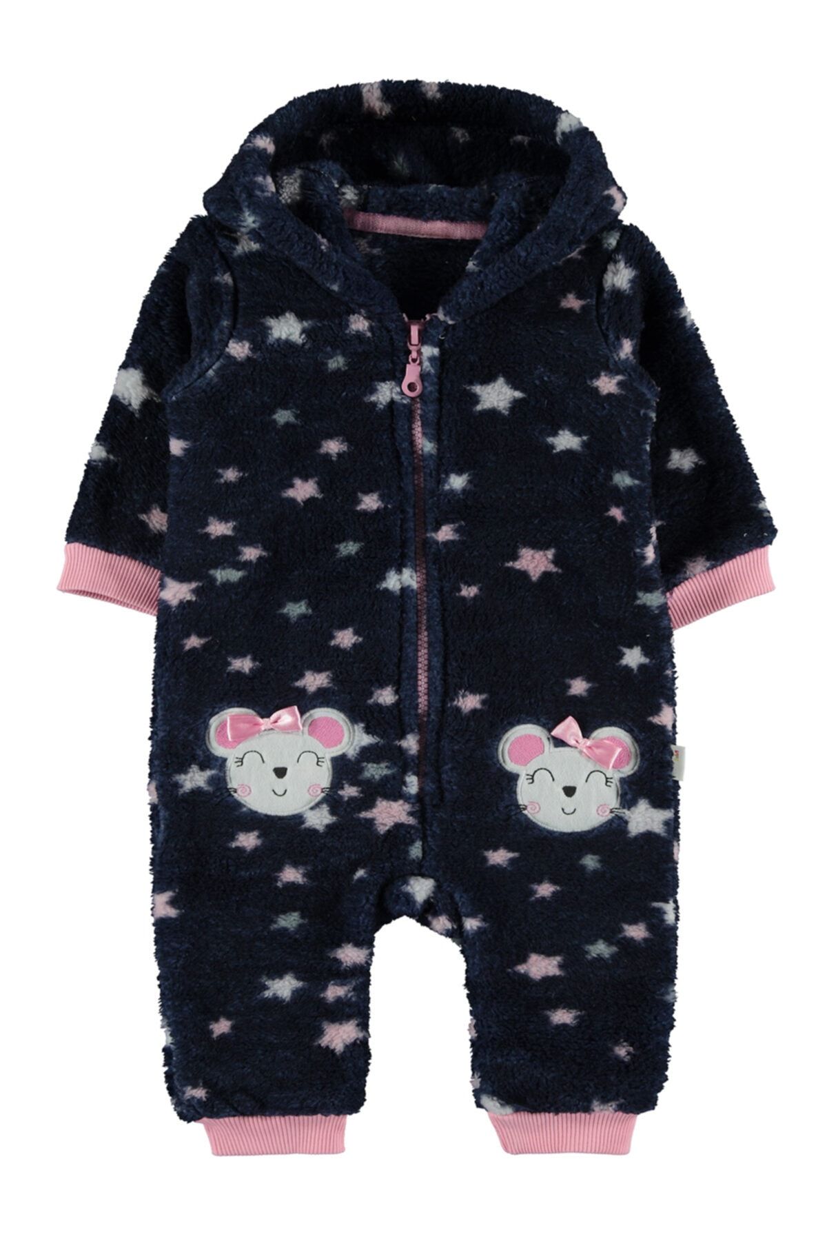 Civil Baby Kız Bebek Kapüşonlu Tulum 6-18 Ay Pembe