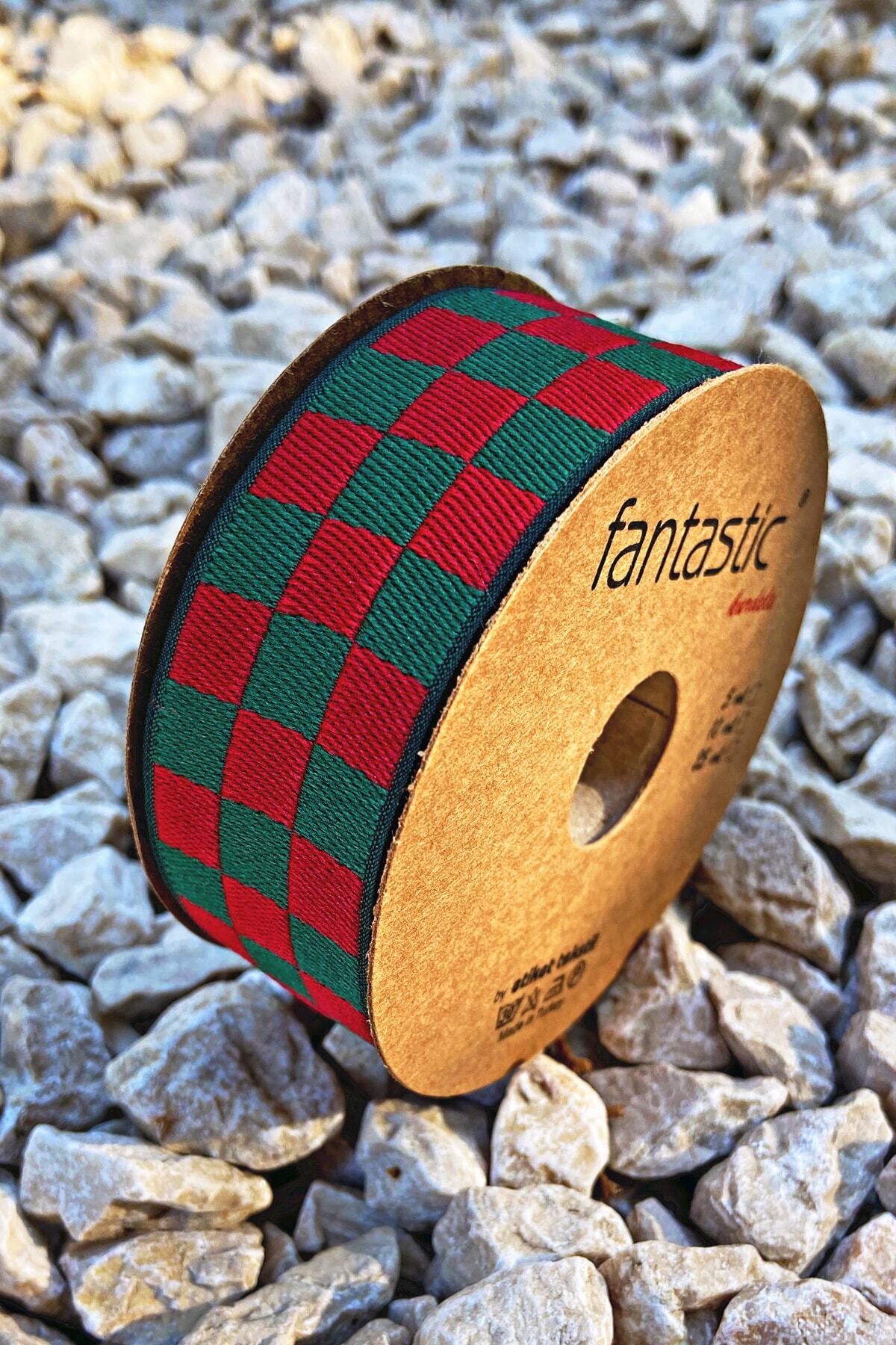 FANTASTIC Dama Desen/ekose Yeşil Kırmızı Kurdele