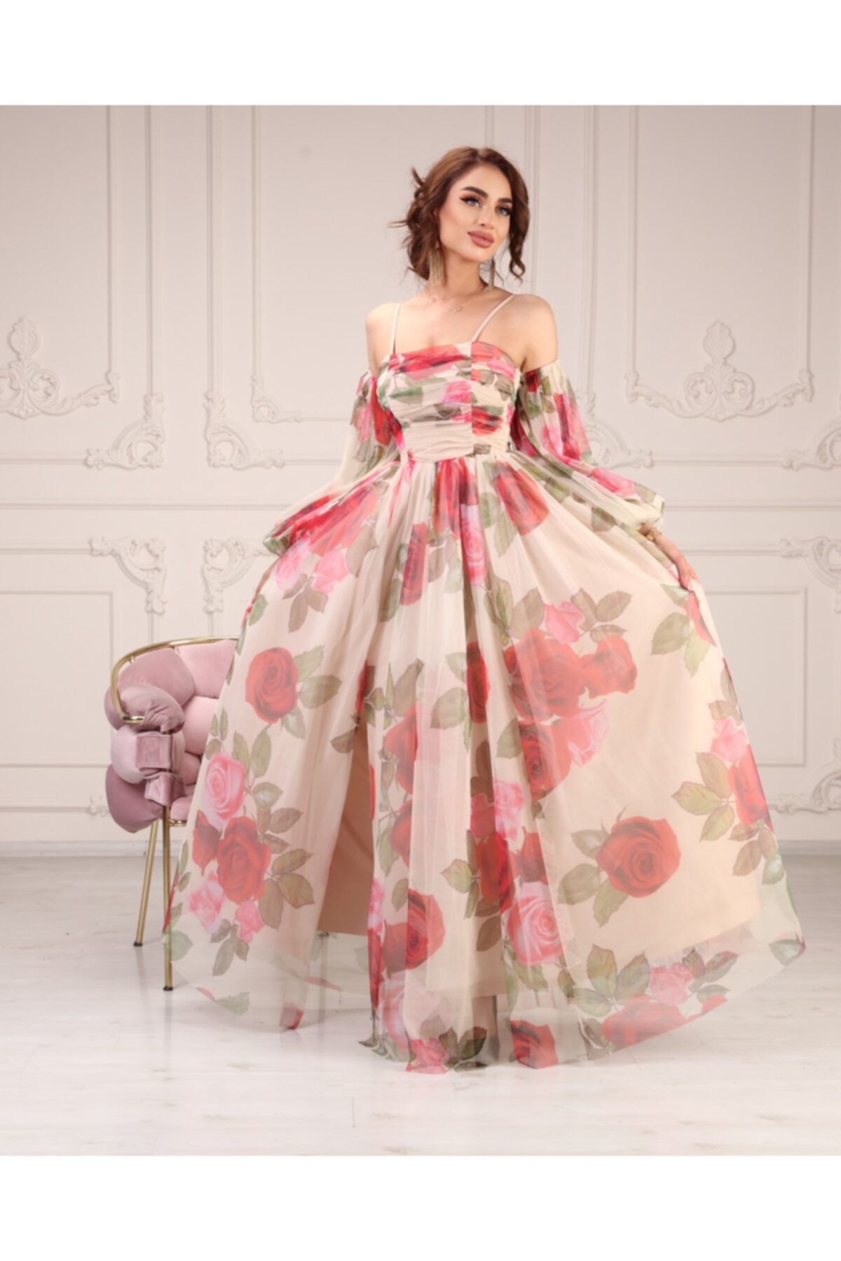 Matik Abiyem Dijital Baskılı Özel Tasarım Elbise