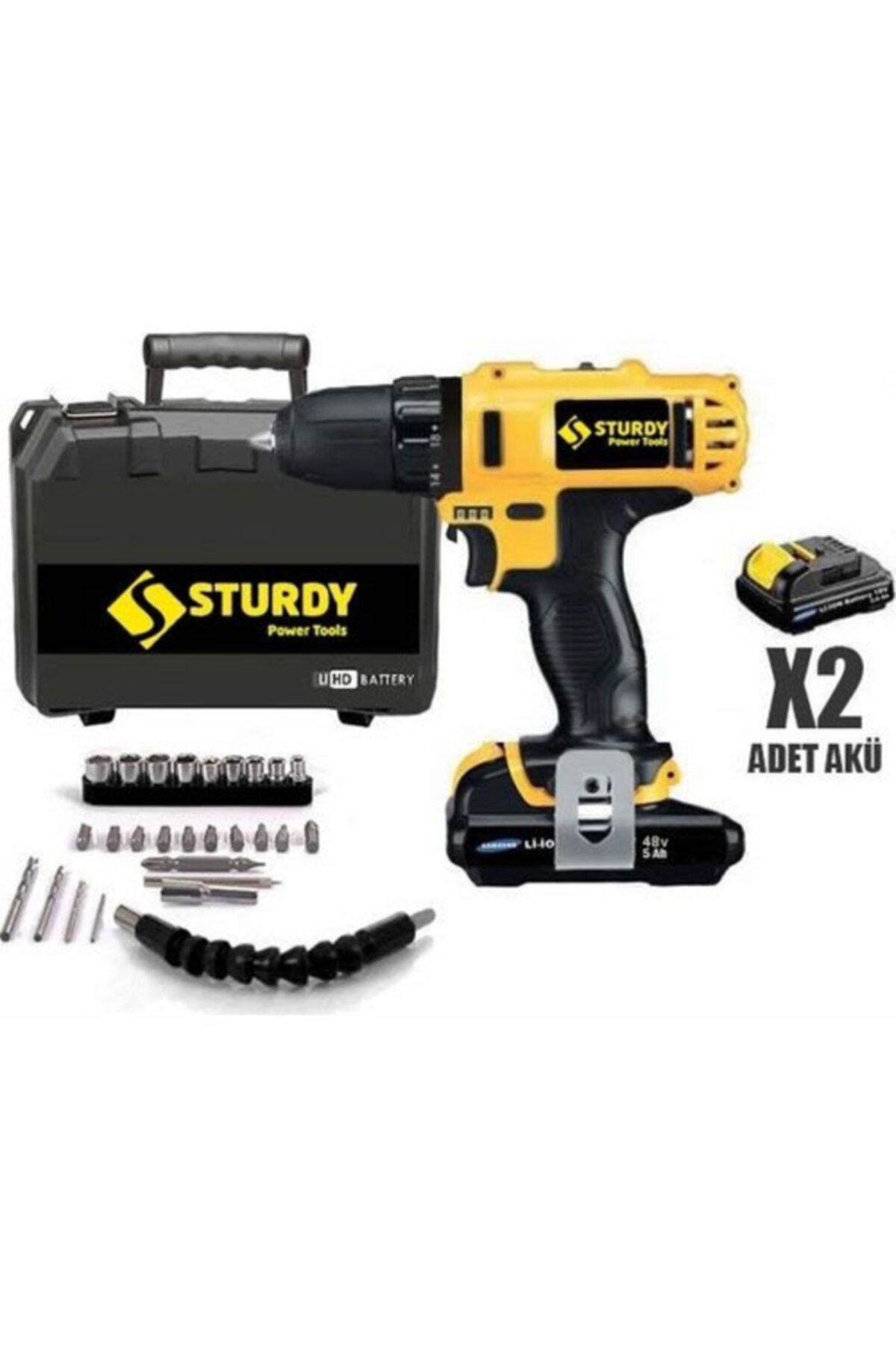 Sturdy Japn Professıonel Tools 48v5ah P-999 Seri Metal Şanzuman Şarjlı Çift Akülü Vidalama 27prç Uç Setli