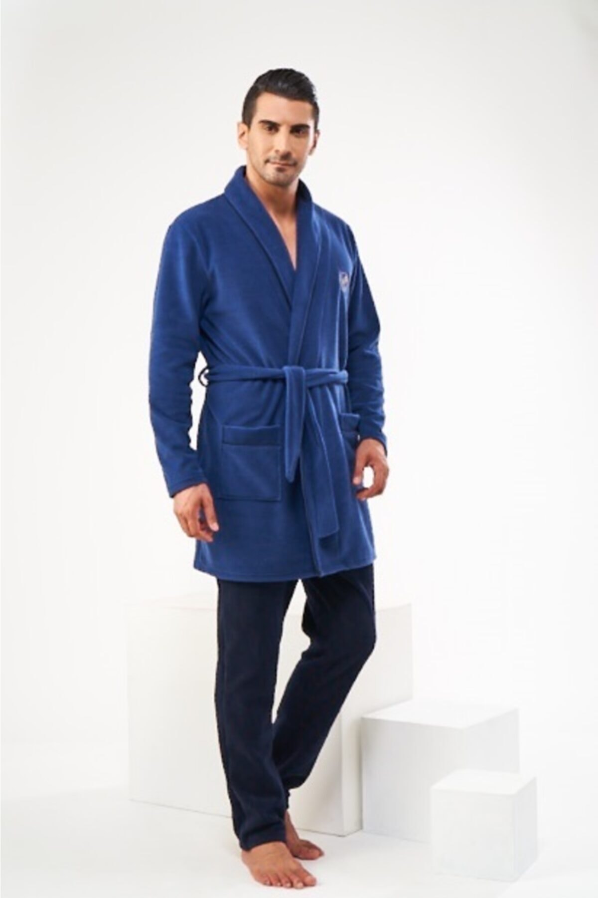 Pjs Pijama Pjs 22625 Erkek Kışlık Sabahlık - Indigo