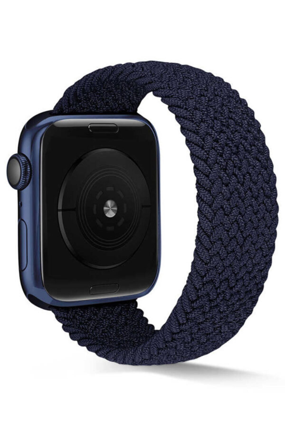 Apple Watch Series 7 42 44 45 Mm Medium Beden Hasır Örgülü Kordon Lacivert Ve Socket