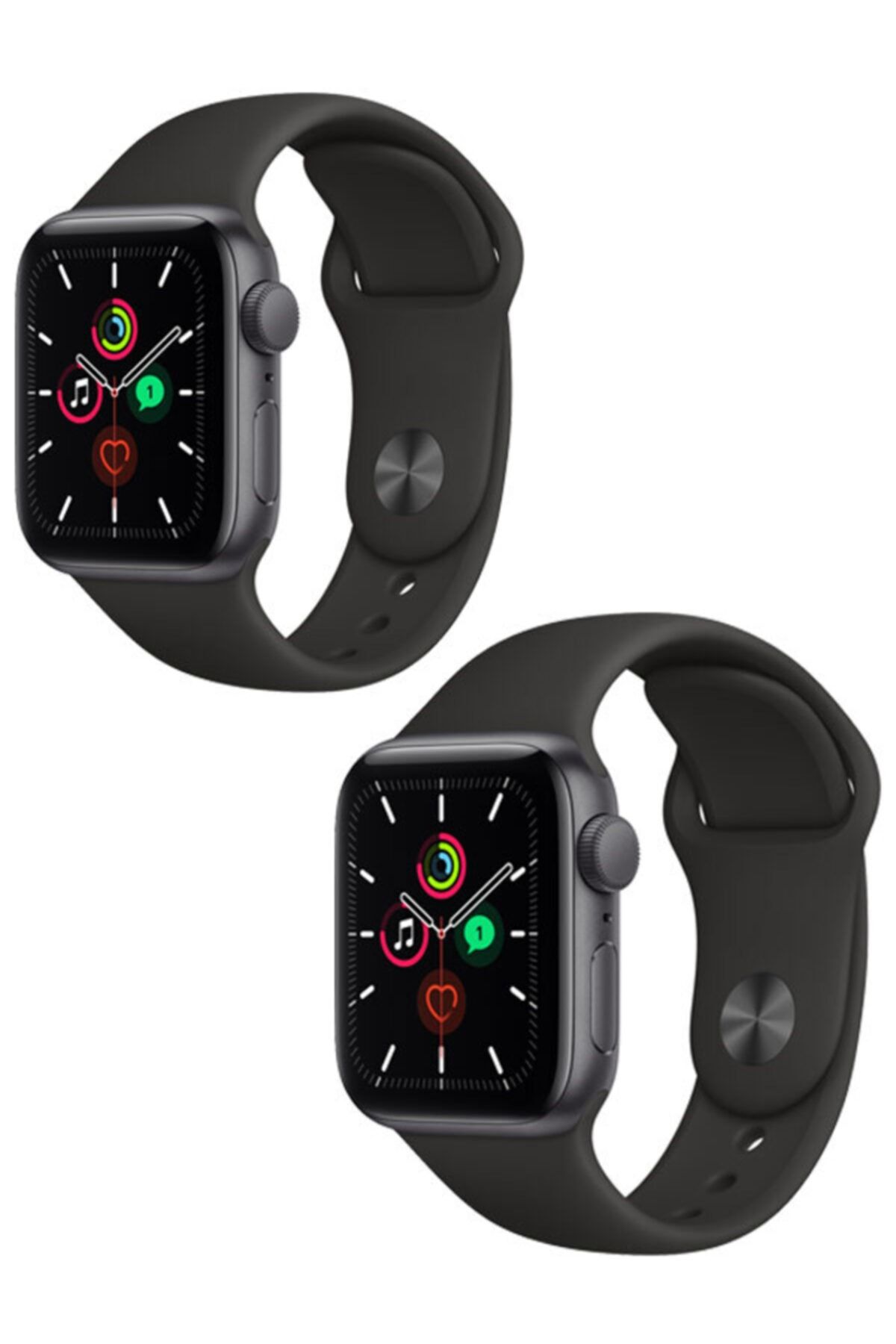 Apple Watch Series - Seri 7 41 Mm Klasik Spor Silikon Kordon 2'li Siyah Set