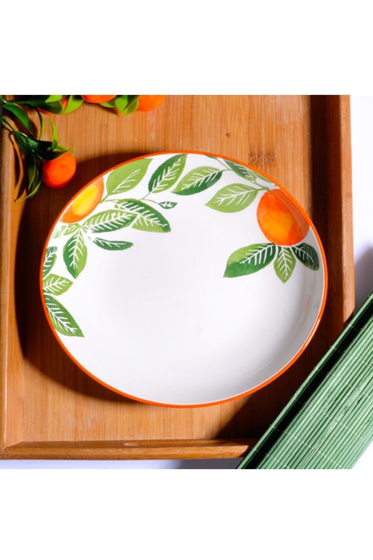 Şahane Pazar Kosova 6 Adet Orange 22 cm Yemek Tabağı Fma04745